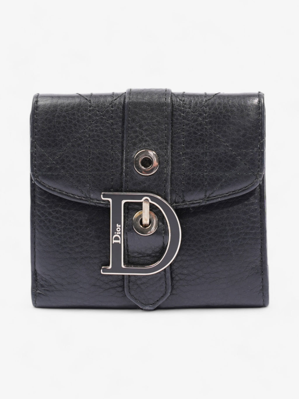 Christian Dior D Charm Purse Black Leather