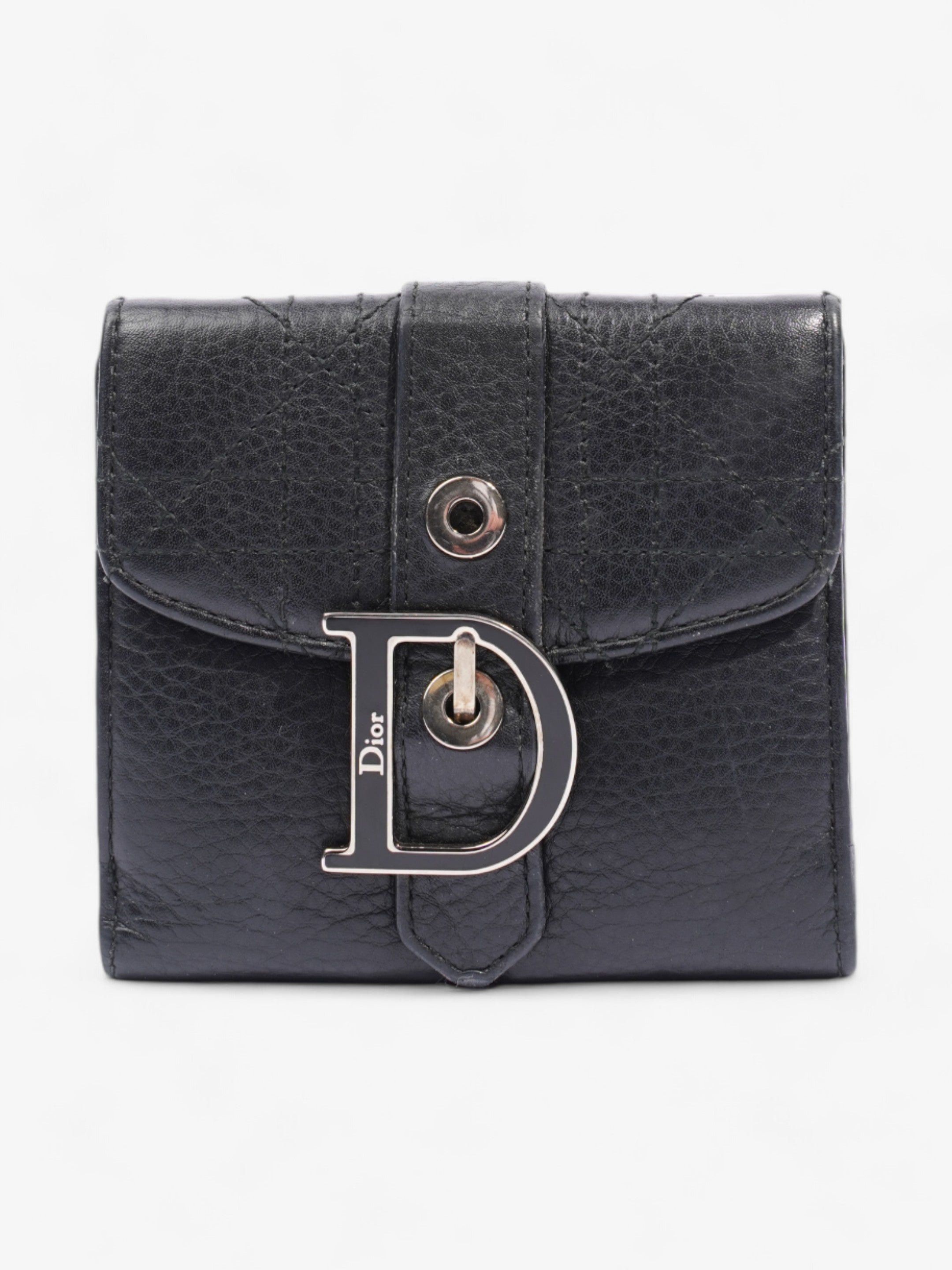 Christian Dior D Charm Purse Black Leather