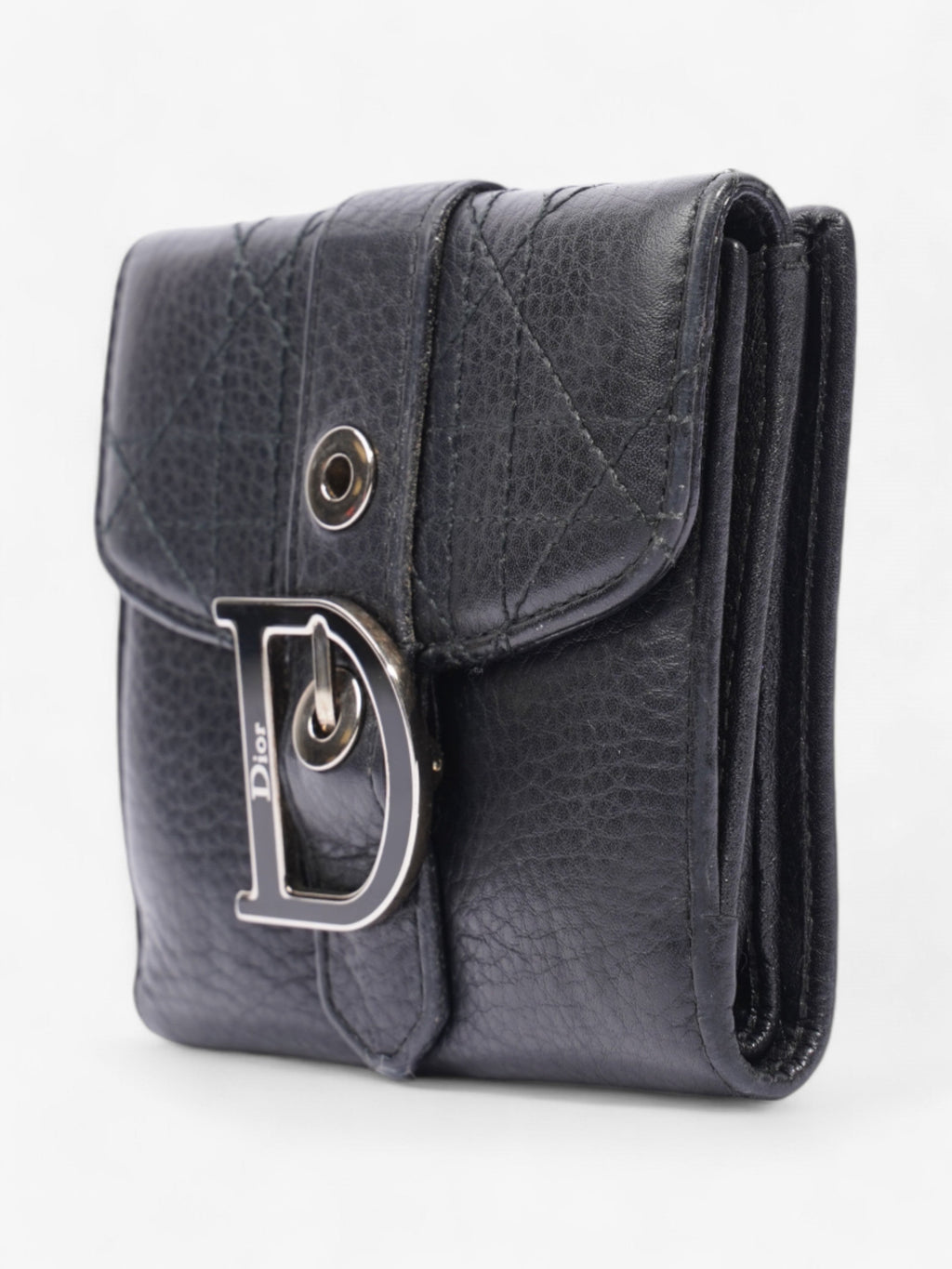 Christian Dior D Charm Purse Black Leather