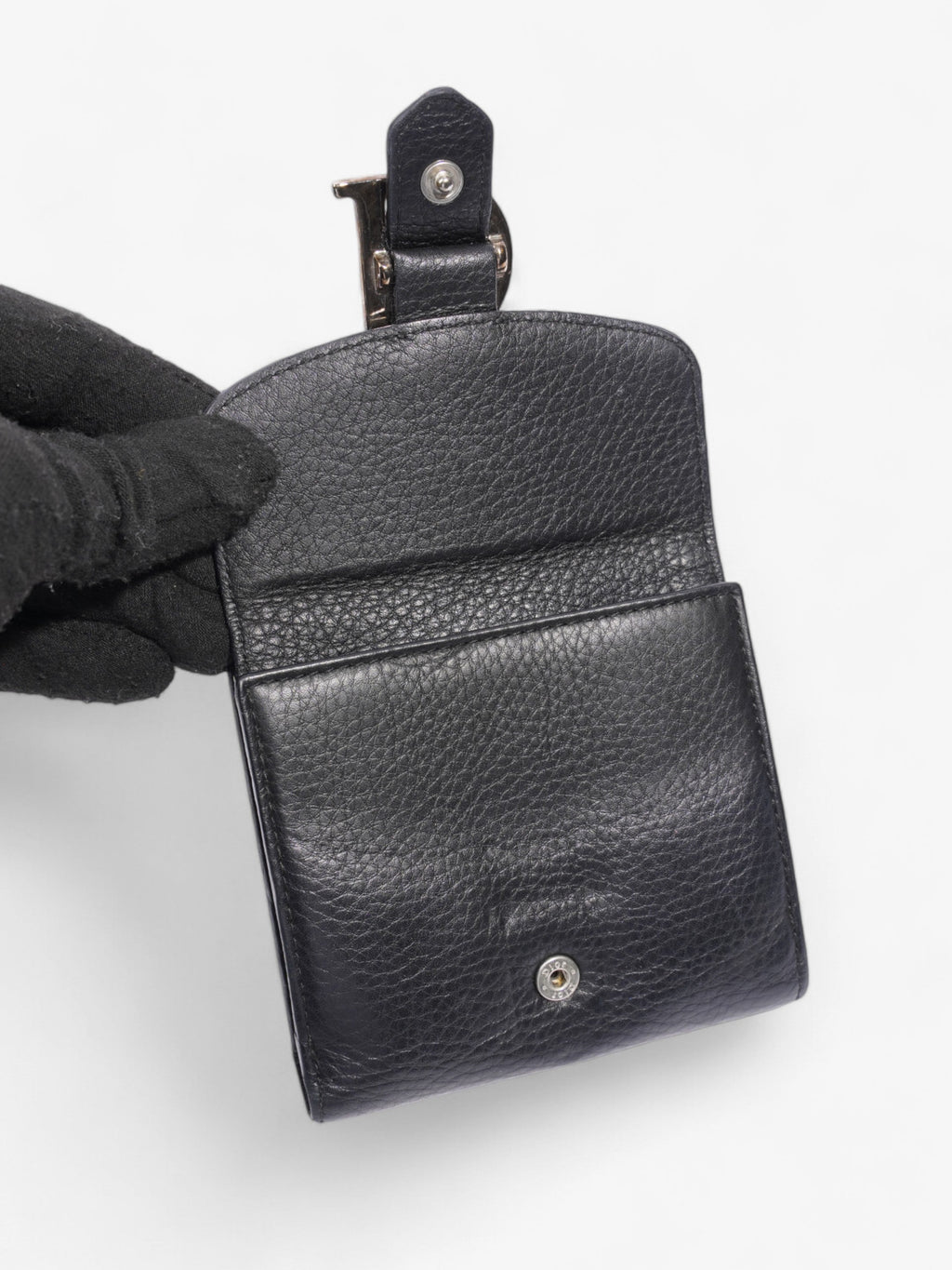Christian Dior D Charm Purse Black Leather