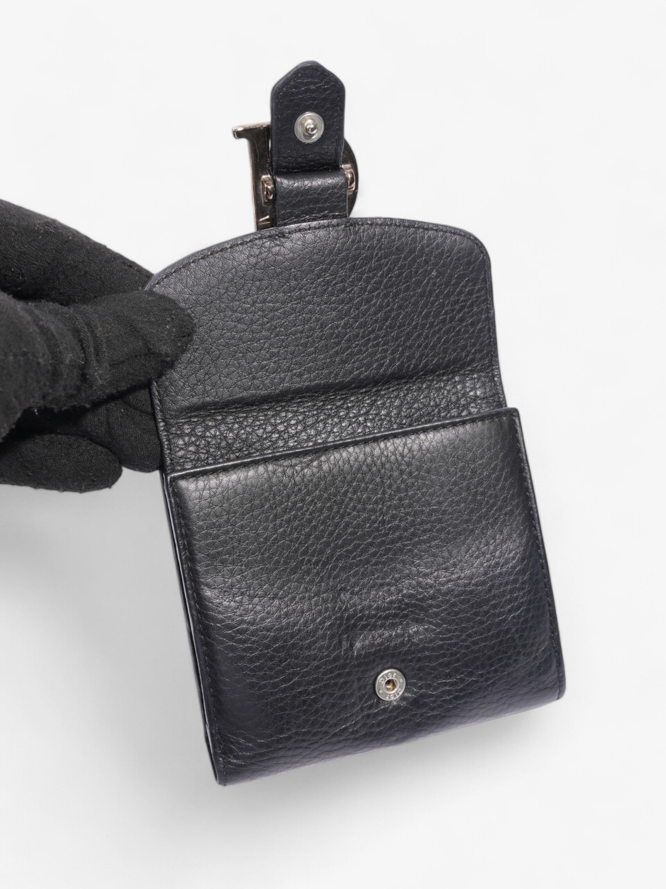 Christian Dior D Charm Purse Black Leather