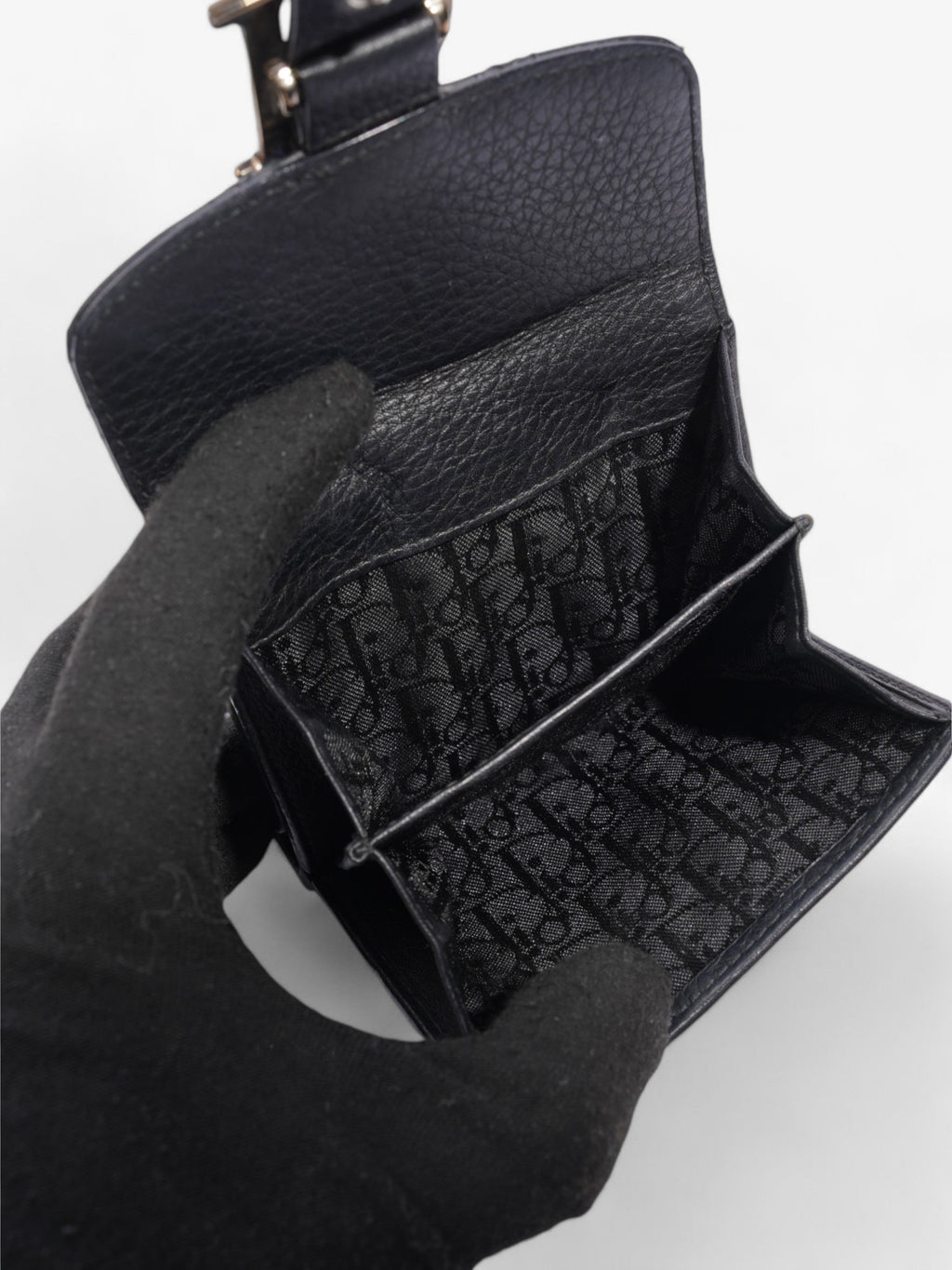Christian Dior D Charm Purse Black Leather
