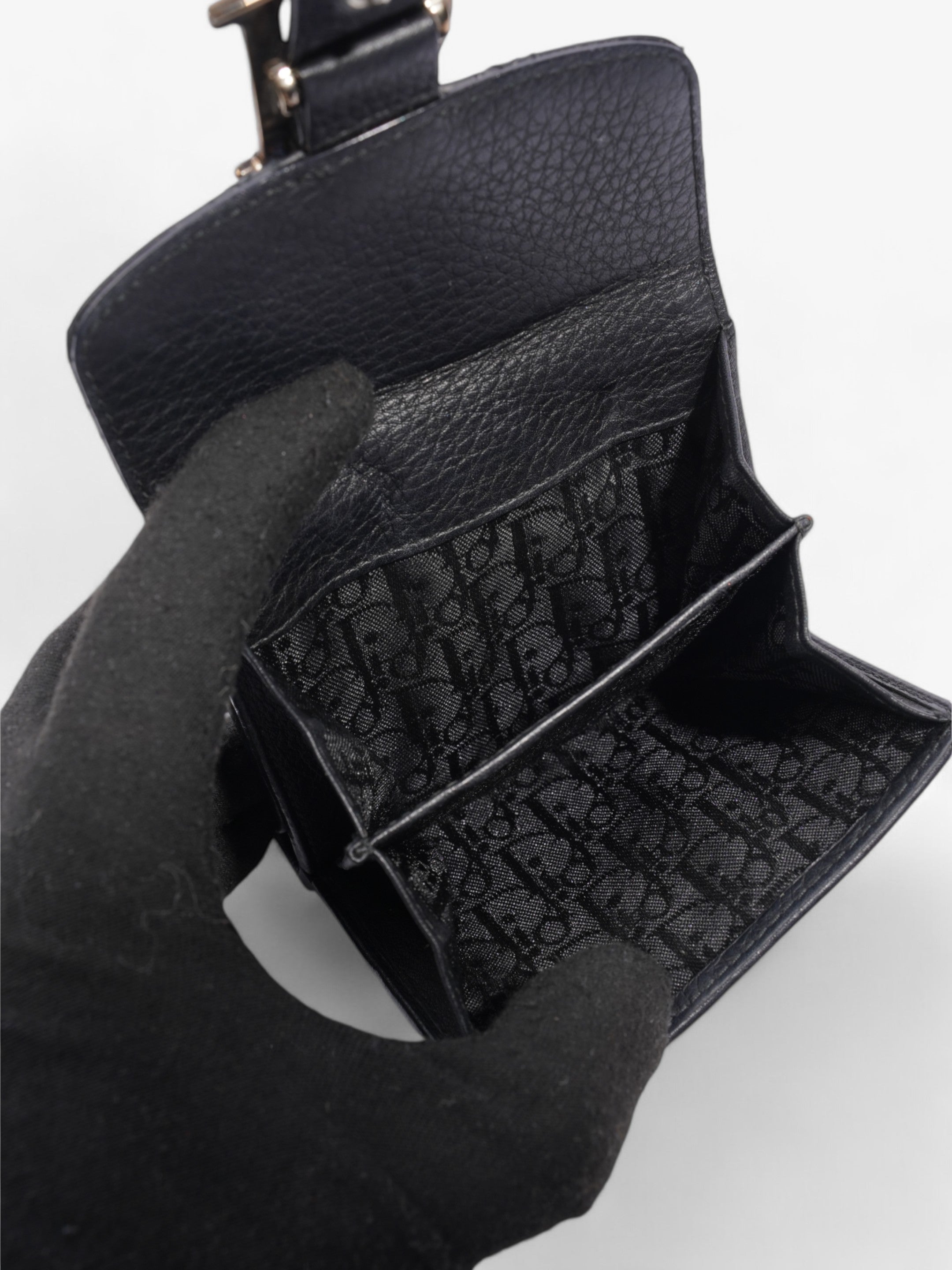 Christian Dior D Charm Purse Black Leather
