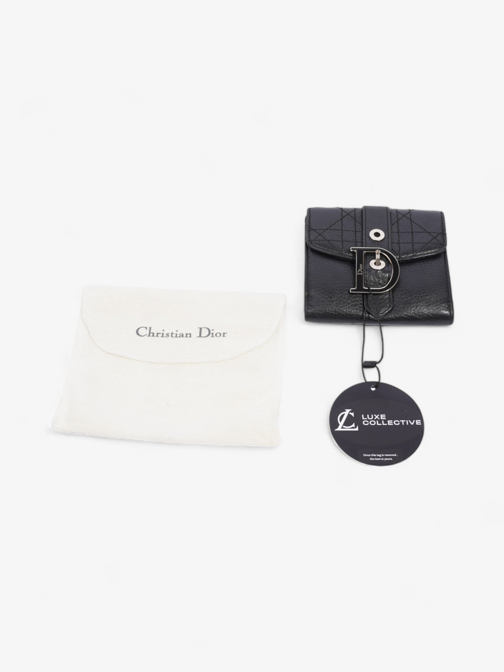 Christian Dior D Charm Purse Black Leather