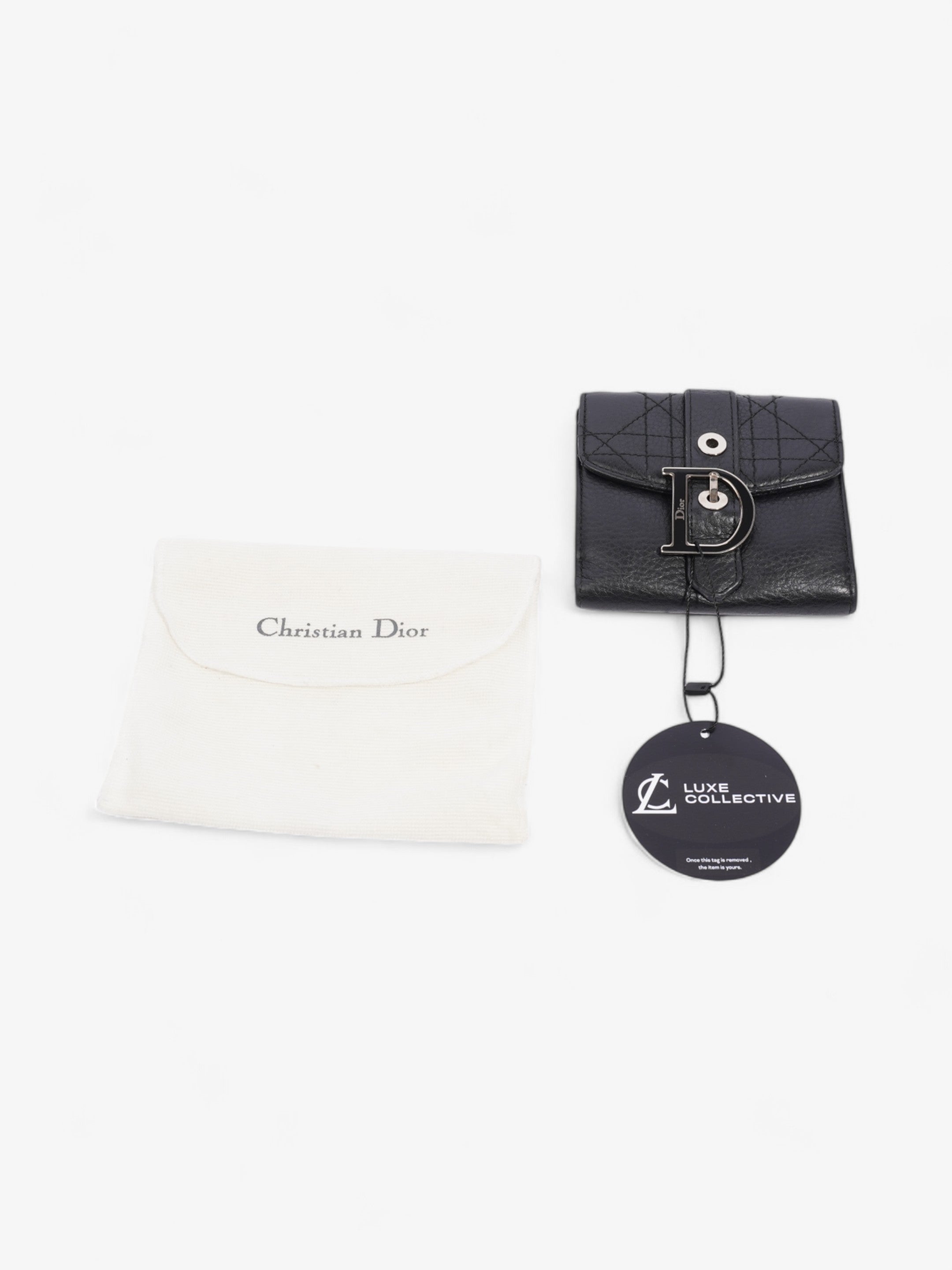 Christian Dior D Charm Purse Black Leather