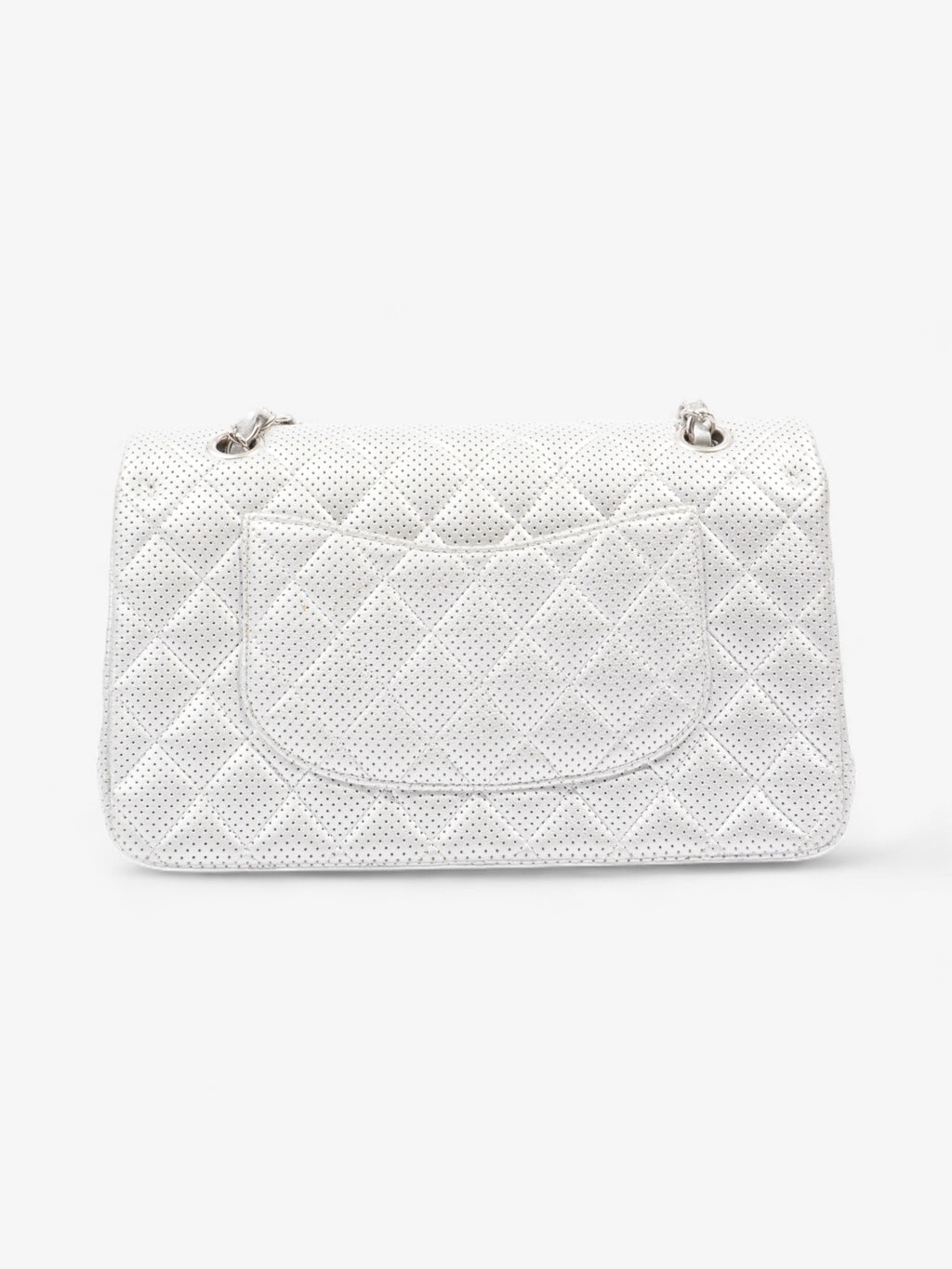 Chanel Classic Double Flap Silver Calfskin Leather Medium