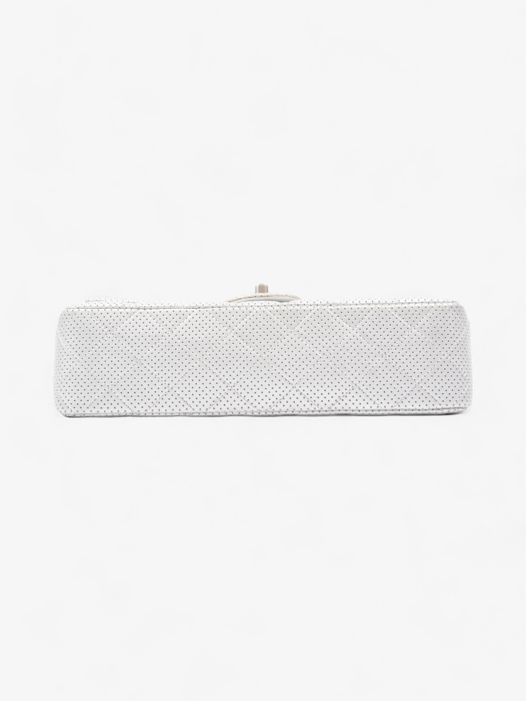 Chanel Classic Double Flap Silver Calfskin Leather Medium