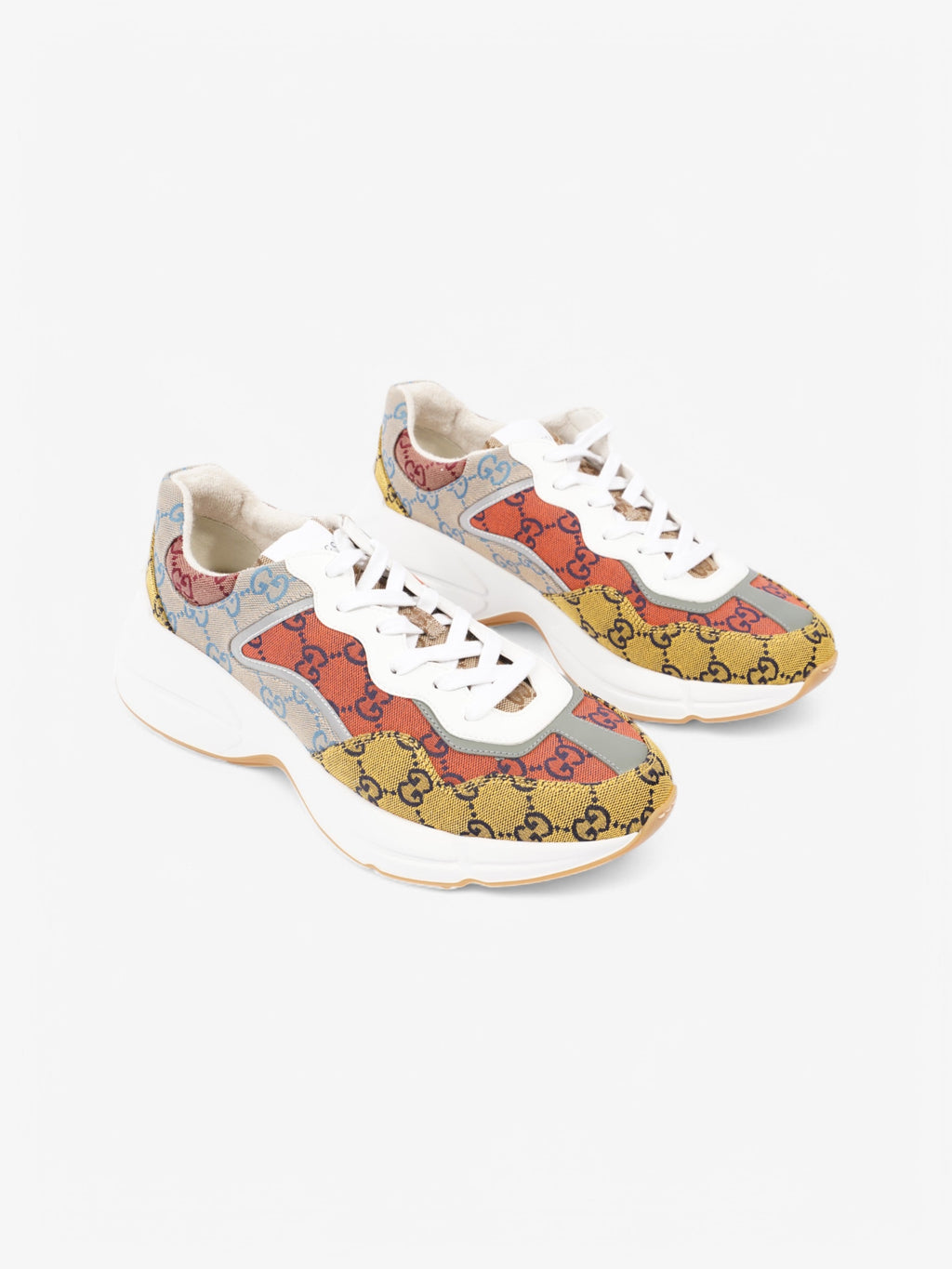 Gucci Rhyton Sneakers Orange / Yellow / White Canvas EU 42 UK 8