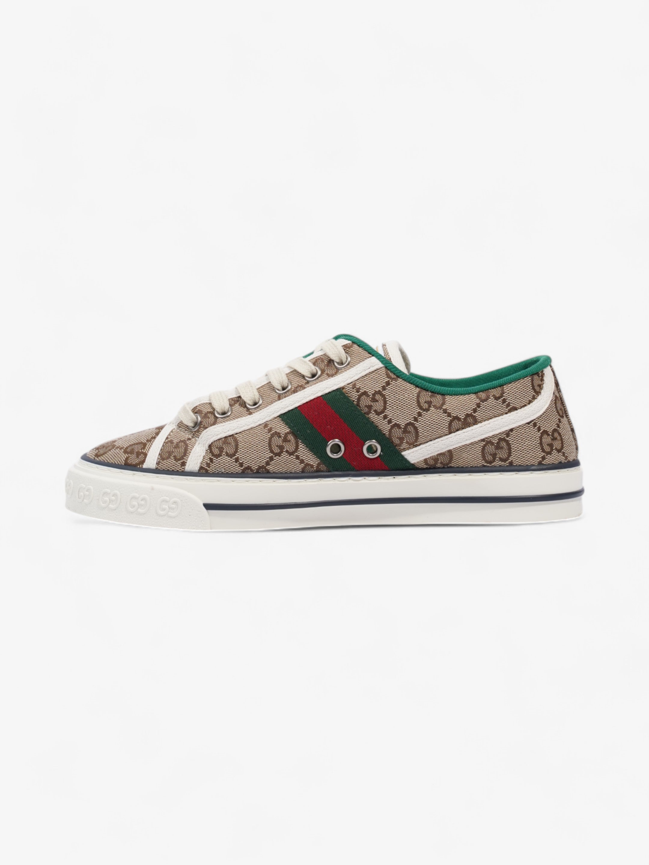 Gucci GG Tennis 1977 Sneakers Beige  / White / Green Canvas EU 38 UK 5