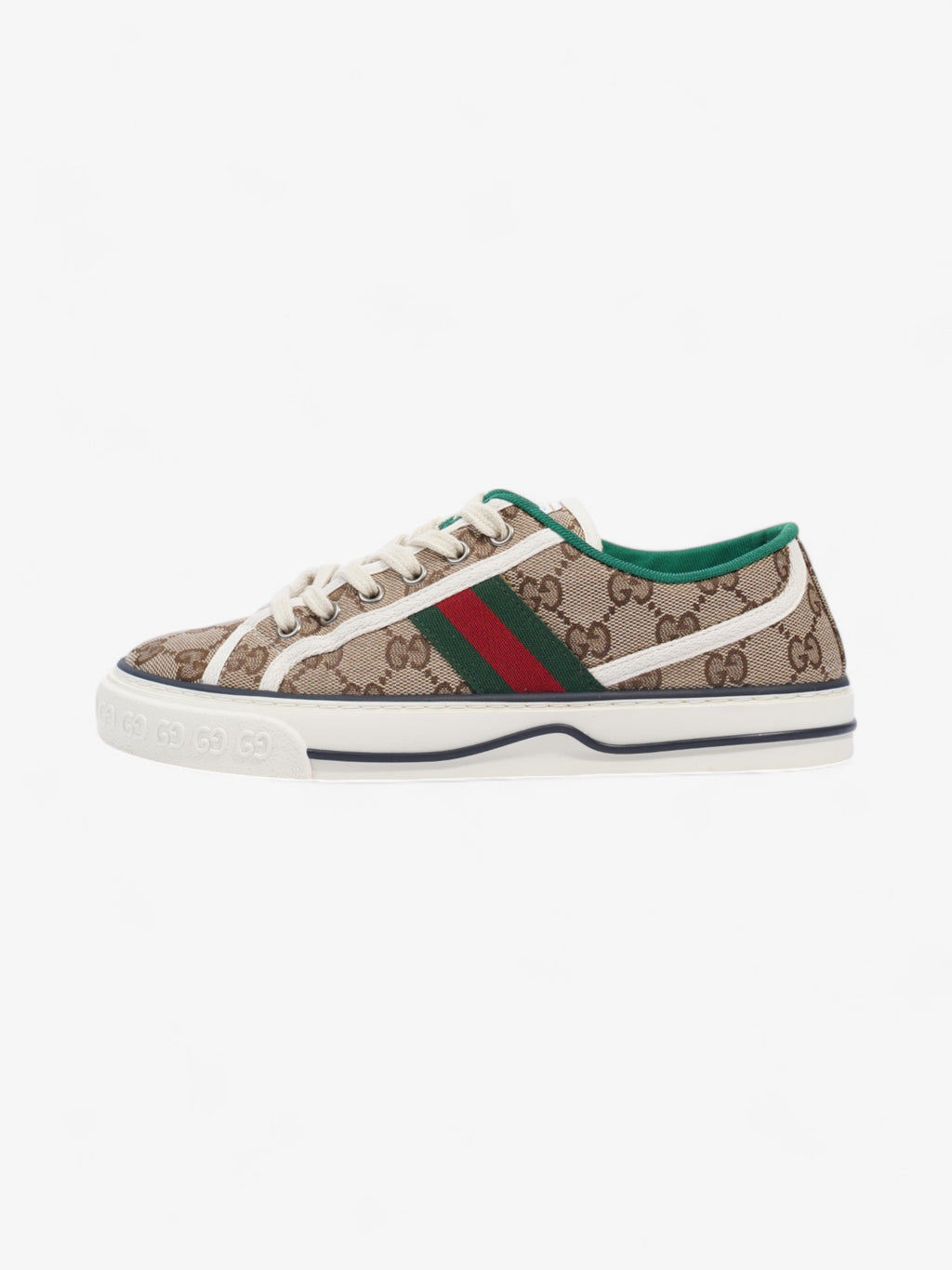Gucci GG Tennis 1977 Sneakers Beige  / White / Green Canvas EU 38 UK 5
