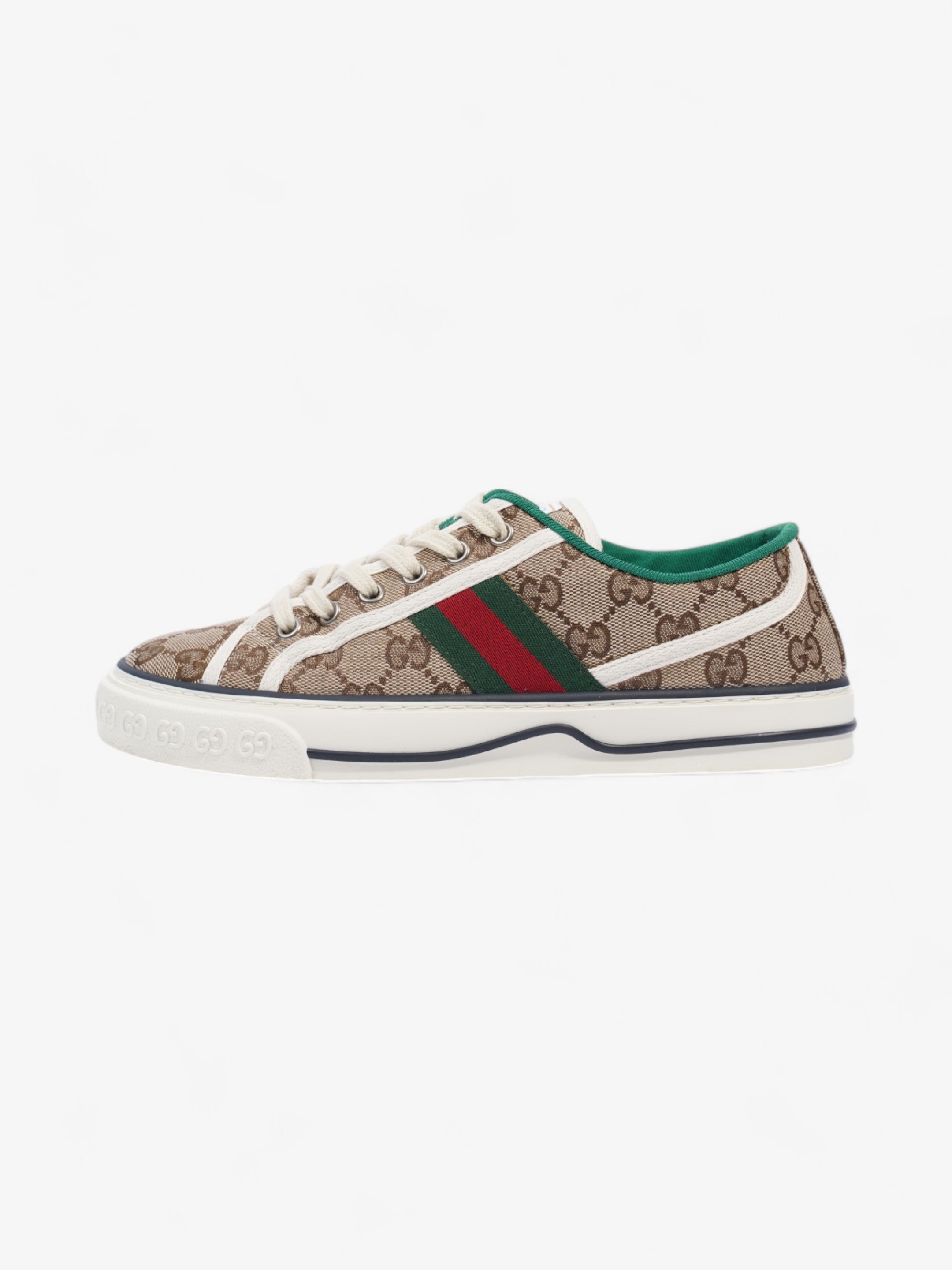 Gucci GG Tennis 1977 Sneakers Beige  / White / Green Canvas EU 38 UK 5