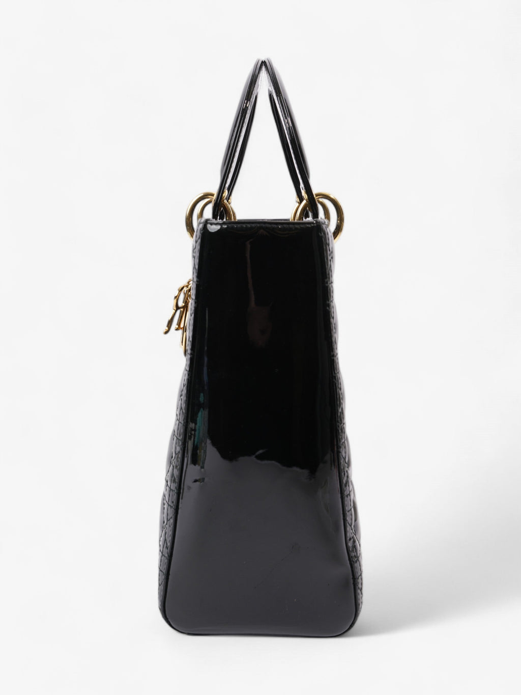 Christian Dior Lady Dior Black Patent Leather Large