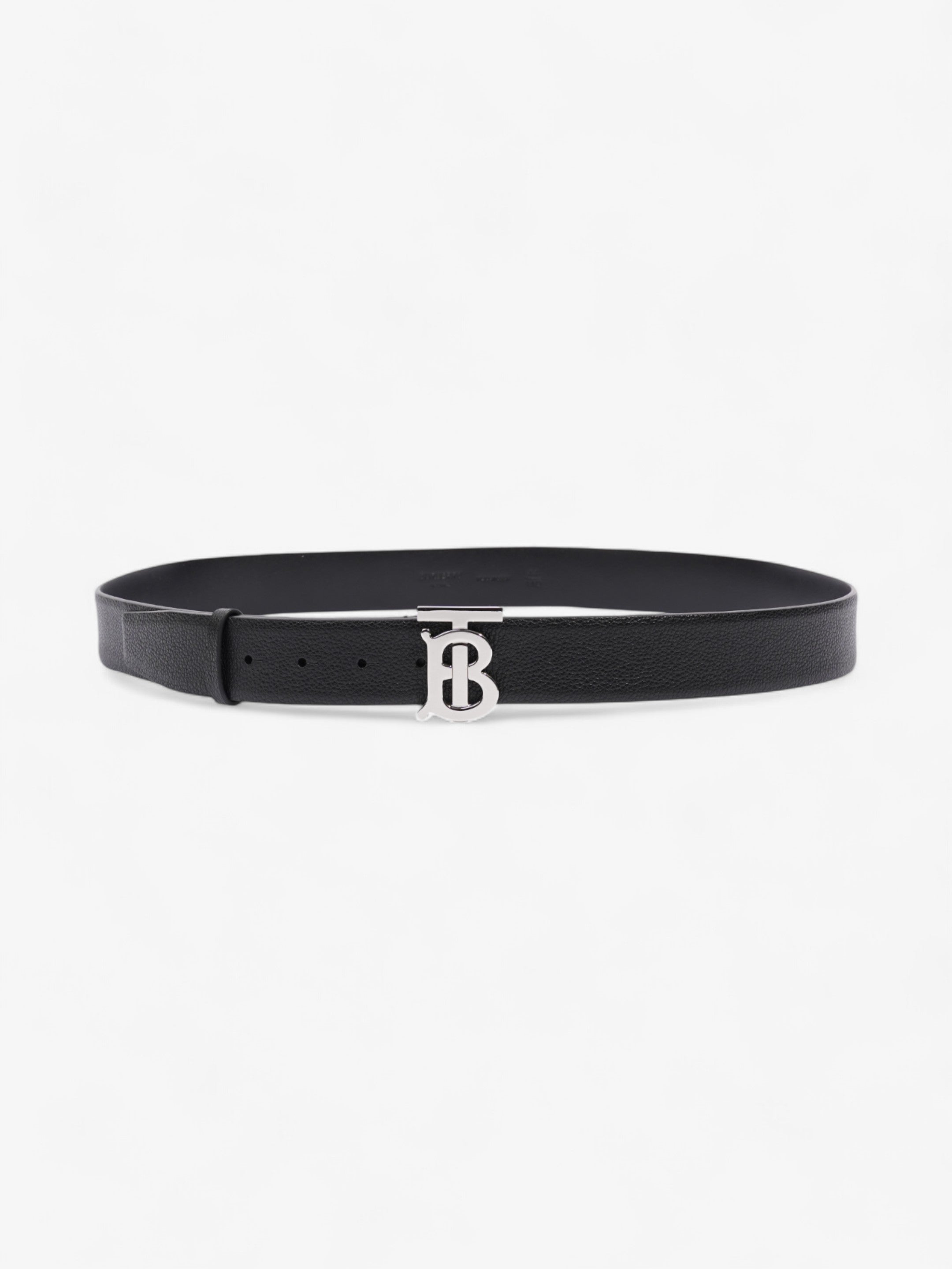 Burberry Monogram TB Belt Black / Silver Leather 110cm / 44"
