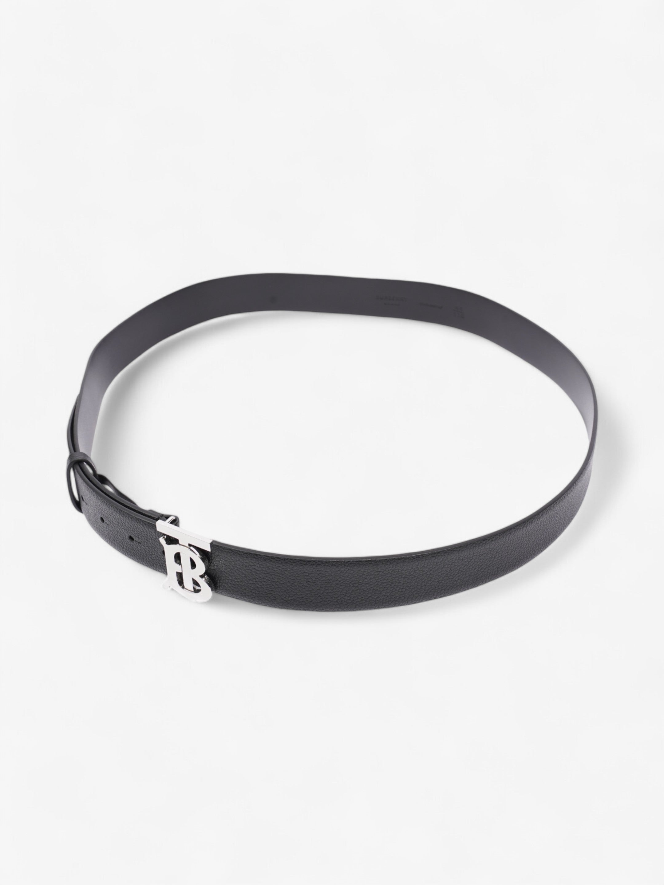 Burberry Monogram TB Belt Black / Silver Leather 110cm / 44"