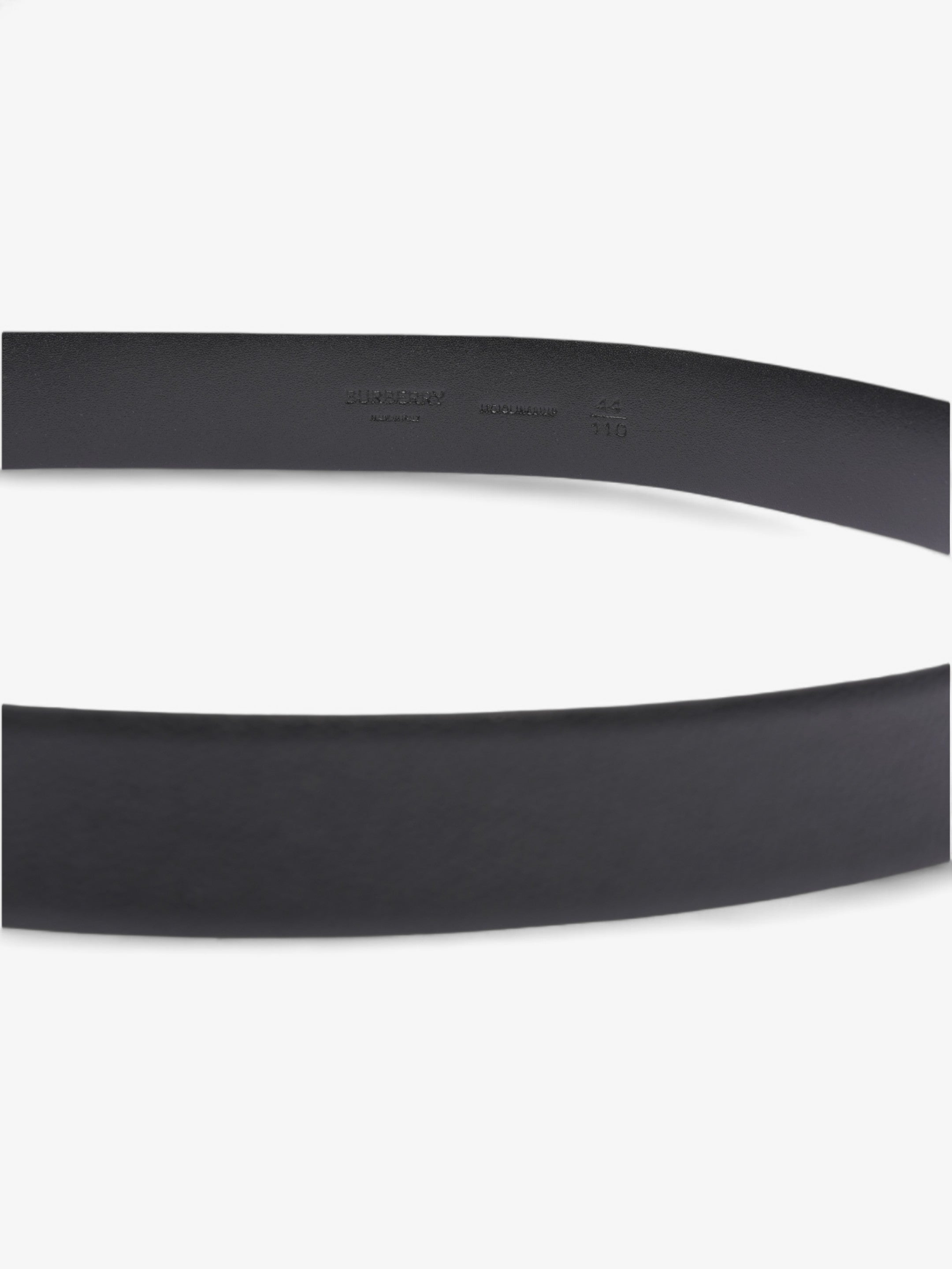 Burberry Monogram TB Belt Black / Silver Leather 110cm / 44"
