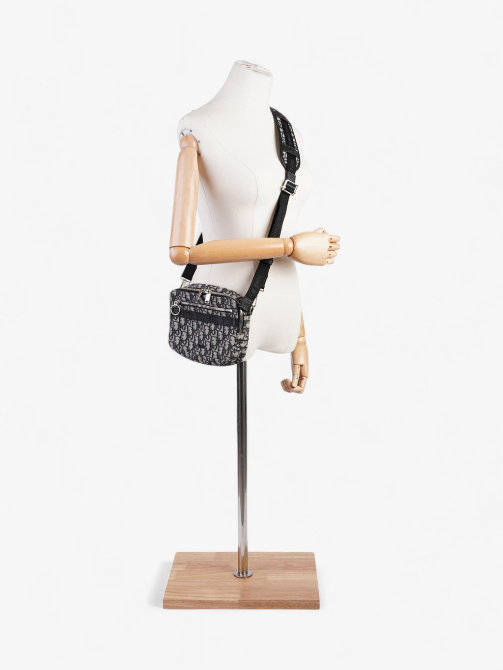 Christian Dior Safari Bag with Strap Black Oblique / Beige Cotton