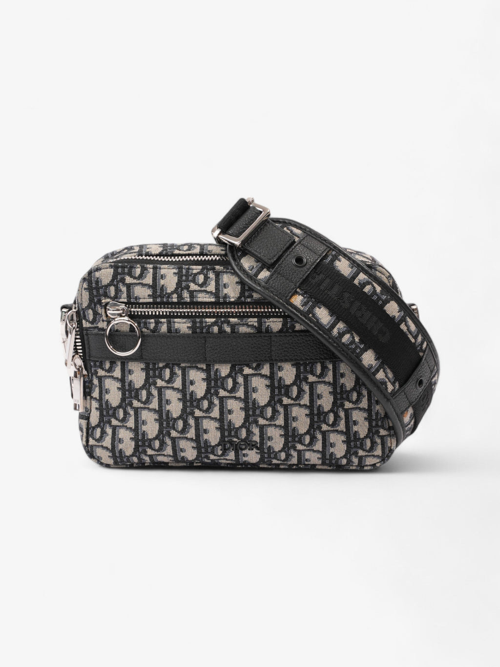 Christian Dior Safari Bag with Strap Black Oblique / Beige Cotton