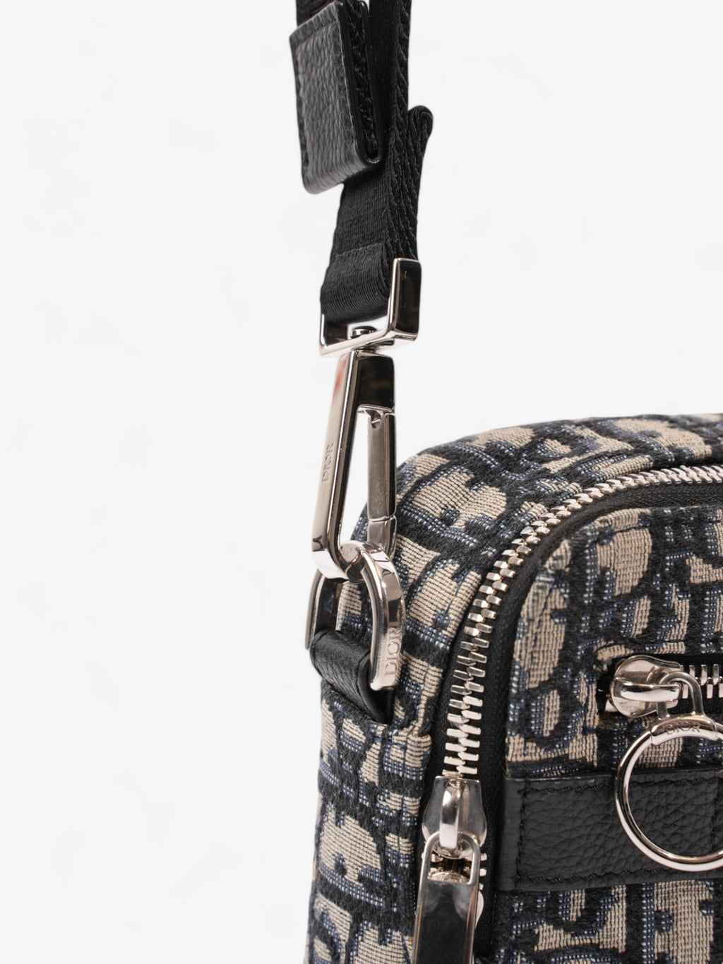 Christian Dior Safari Bag with Strap Black Oblique / Beige Cotton