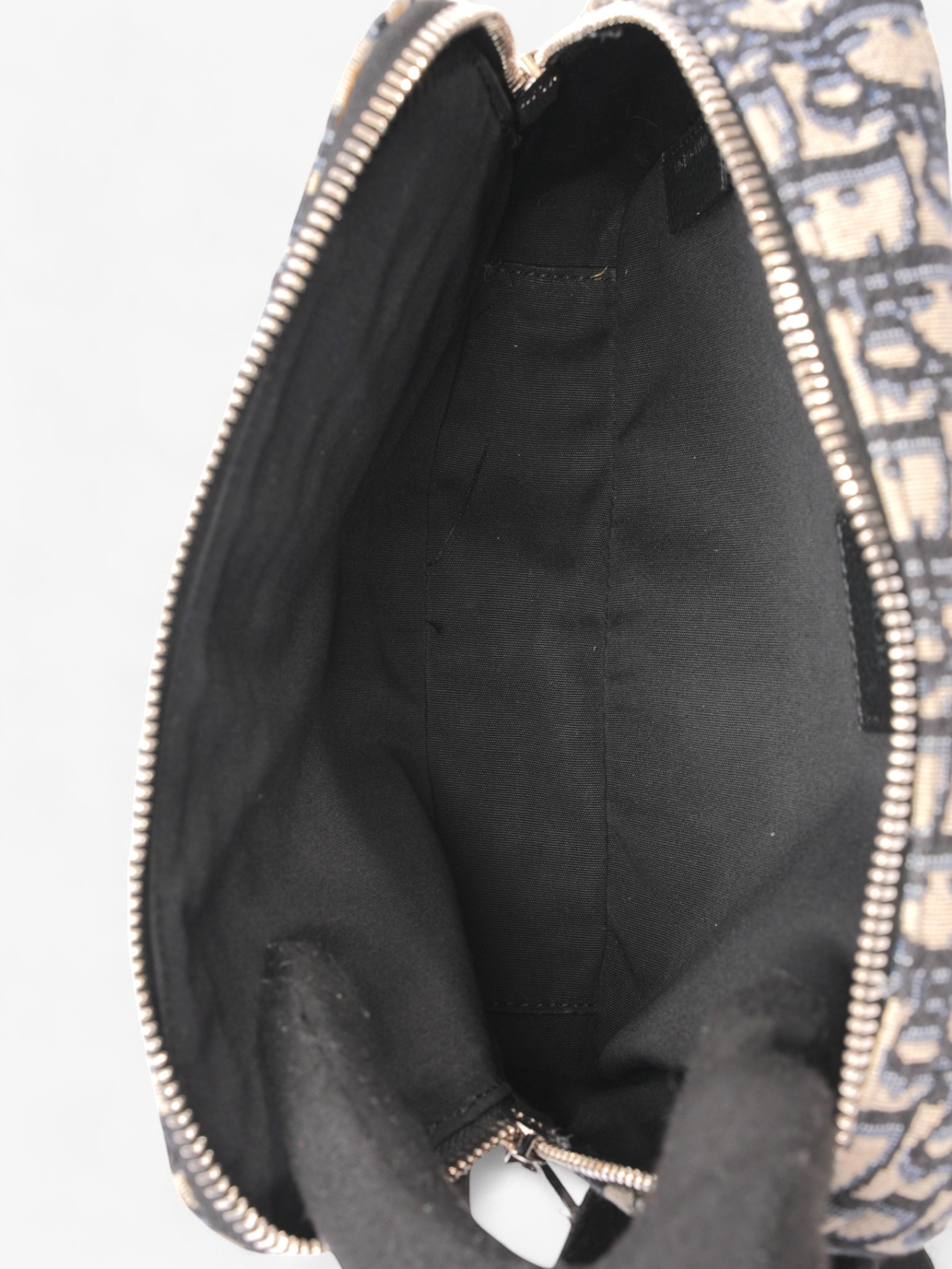 Christian Dior Safari Bag with Strap Black Oblique / Beige Cotton