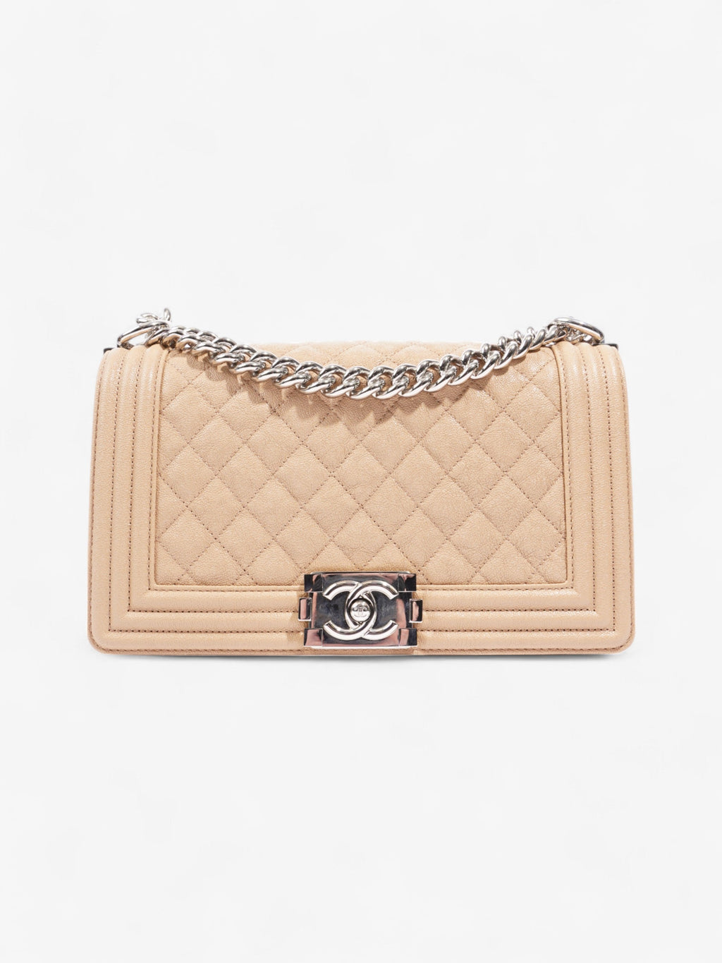Chanel Boy Bag Beige Caviar Leather Medium