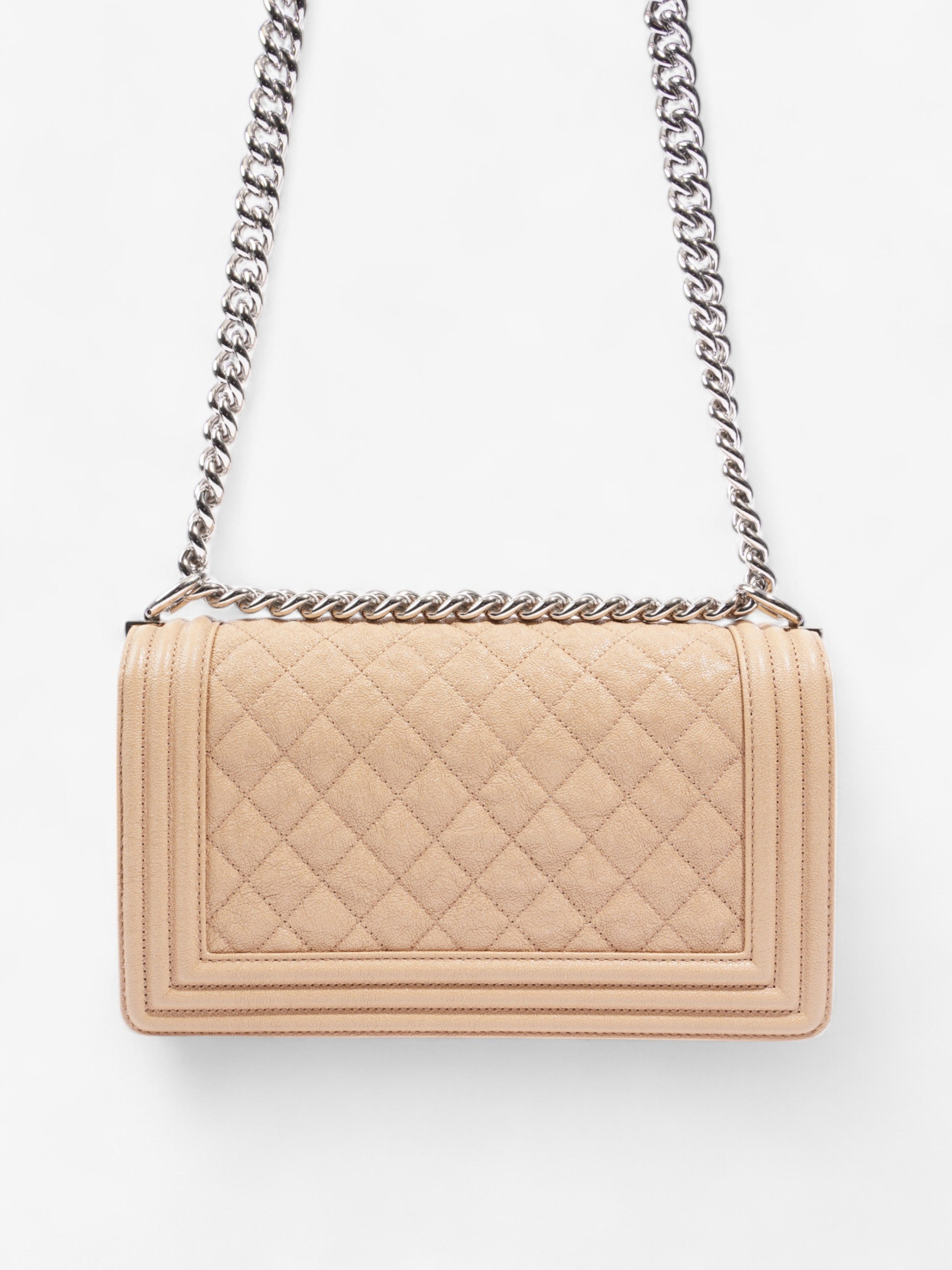 Chanel Boy Bag Beige Caviar Leather Medium