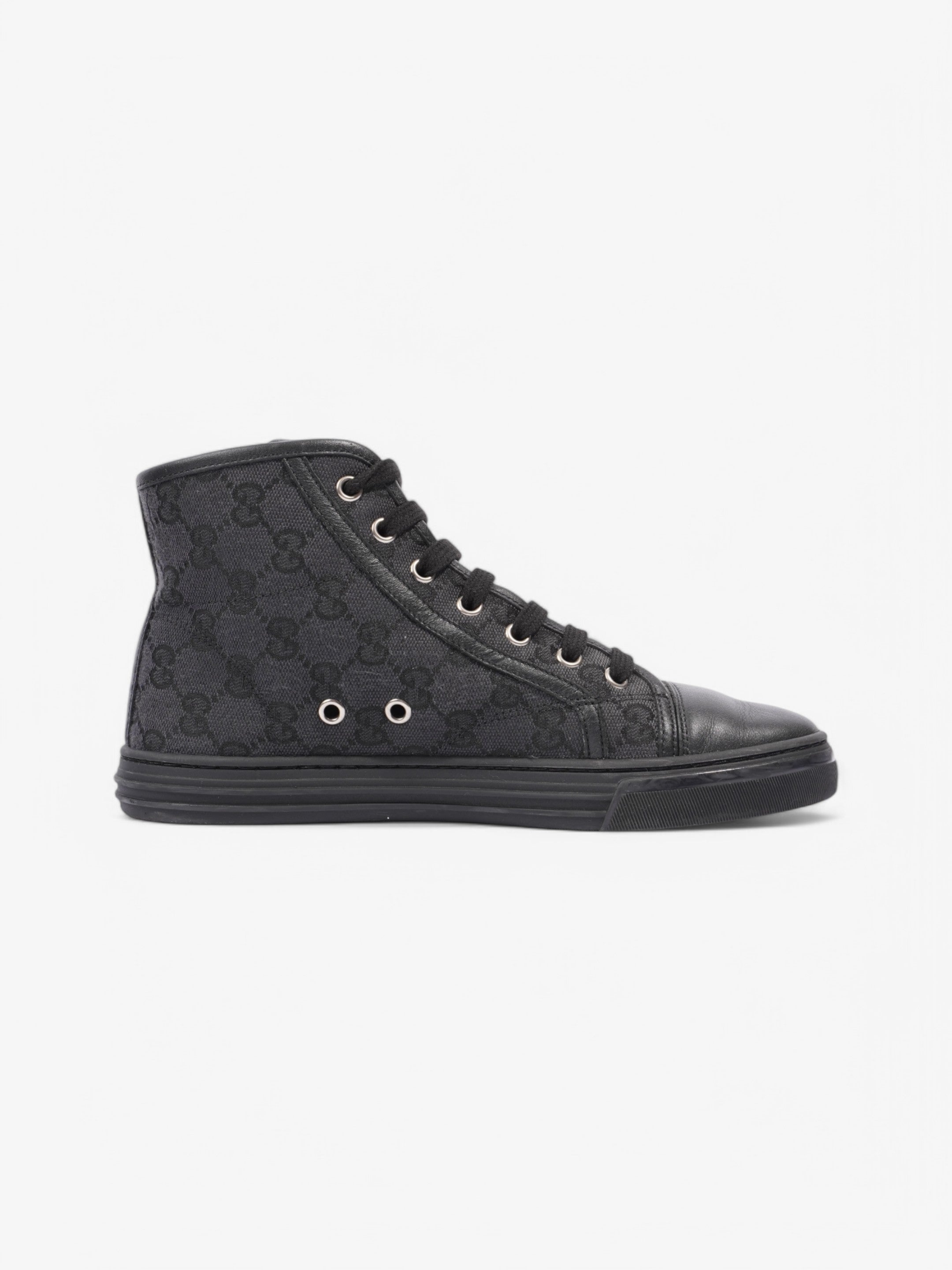 Gucci GG High-Top Sneakers Black / Grey Canvas EU 37 UK 4