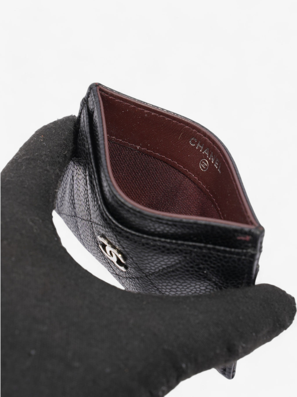 Chanel  Holder Black / Silver Caviar Leather