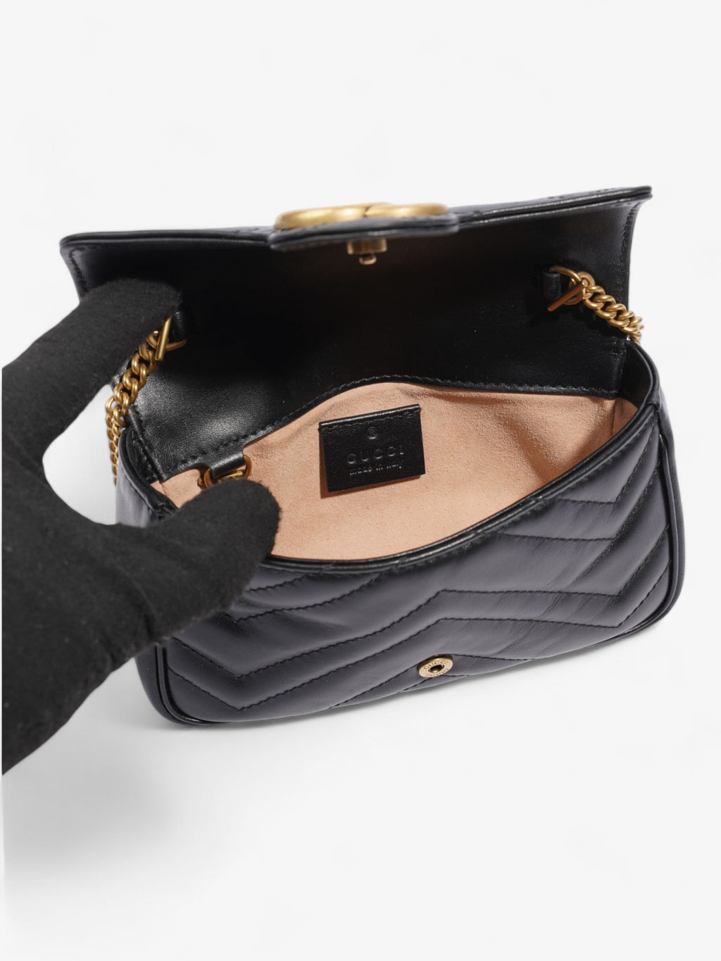 Gucci GG Marmont Black Matelasse Leather Super Mini