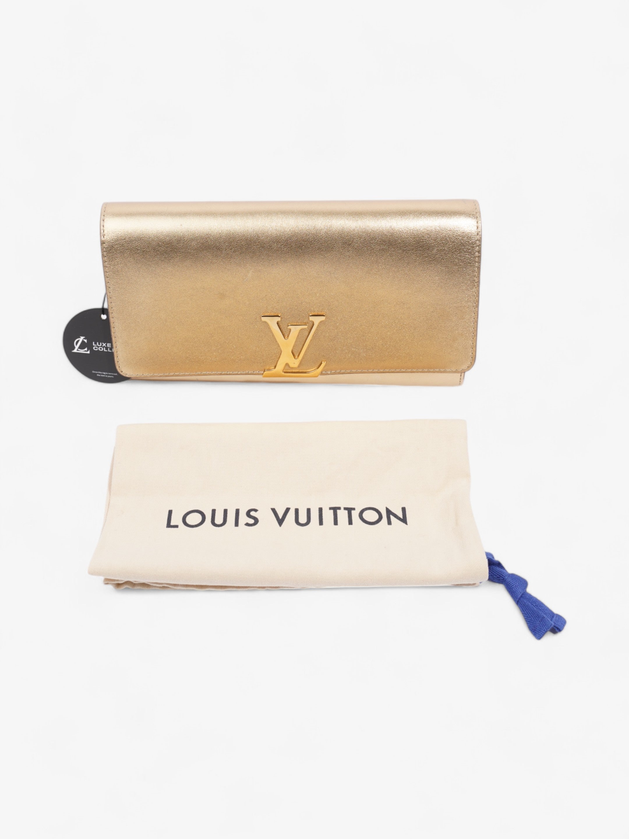 Louis Vuitton Louise Clutch Gold Leather