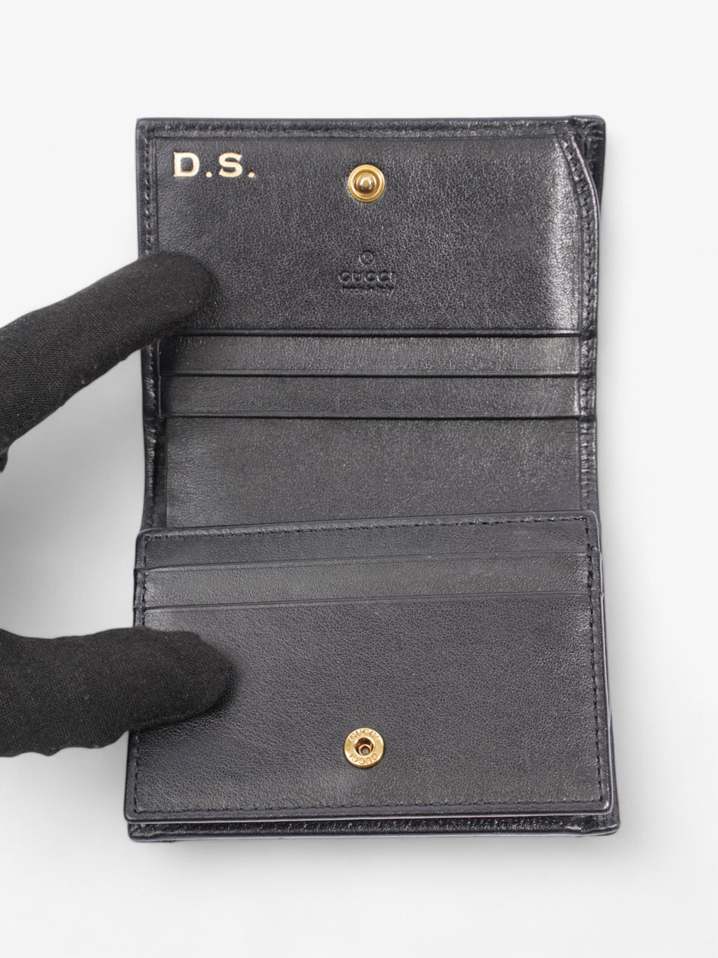 Gucci GG Marmont Wallet Black / Gold Matelasse Leather