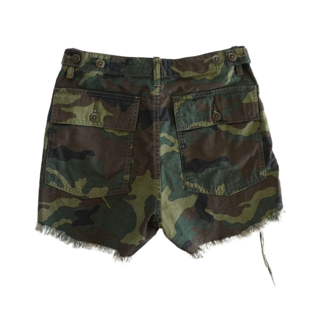 R13 Camo Distressed 'Camp' Shorts - Women Size 26