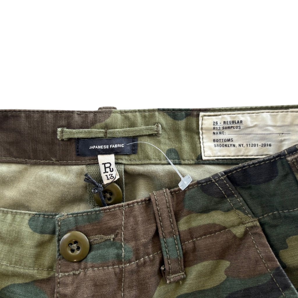 R13 Camo Distressed 'Camp' Shorts - Women Size 26