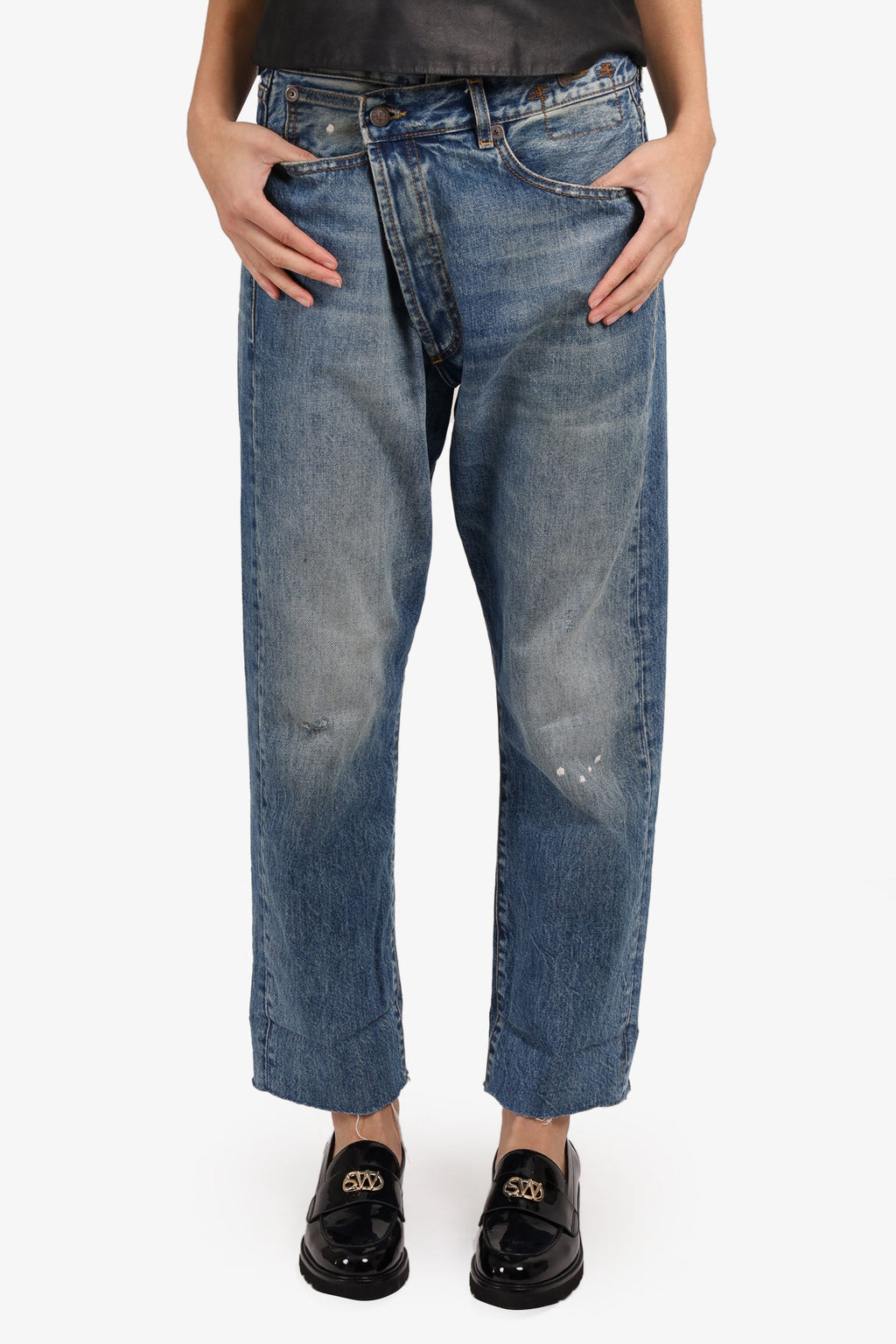 R13 Blue Medium Wash Straight Leg Jeans Size 25