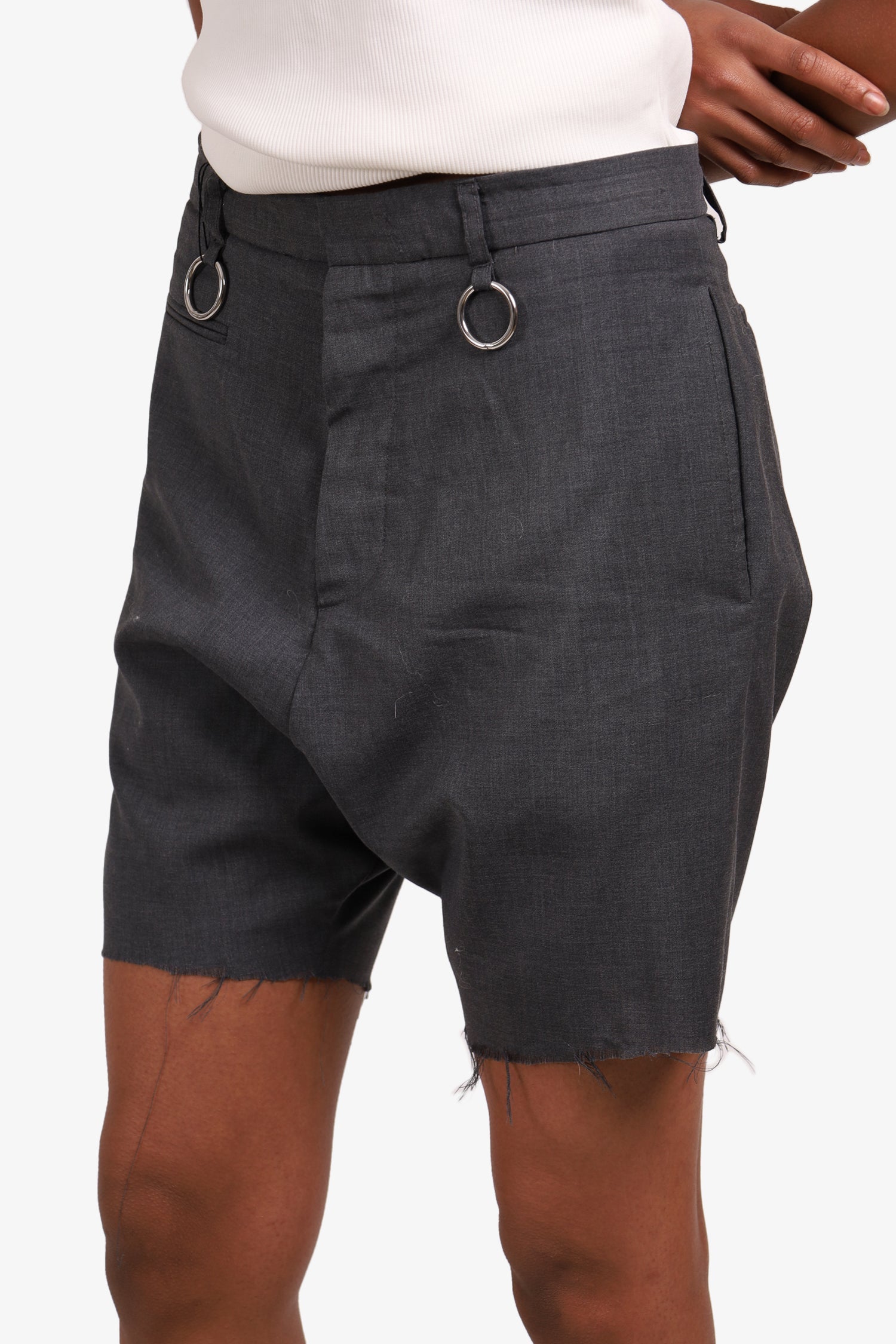 R13 Grey Wool Distressed Shorts Size 26