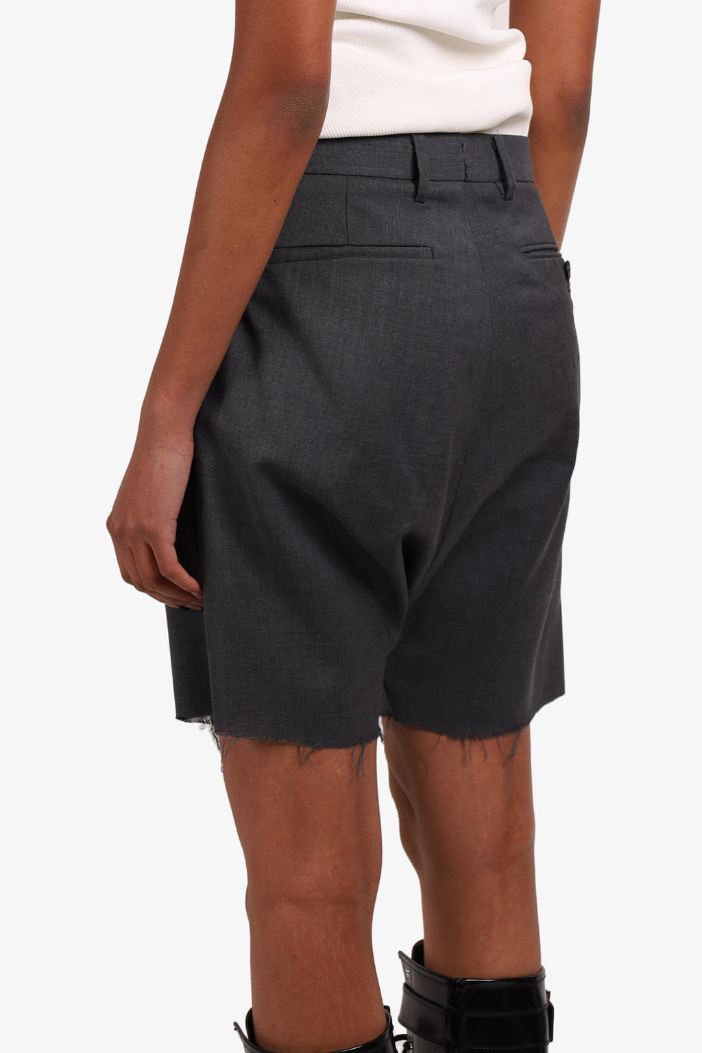 R13 Grey Wool Distressed Shorts Size 26