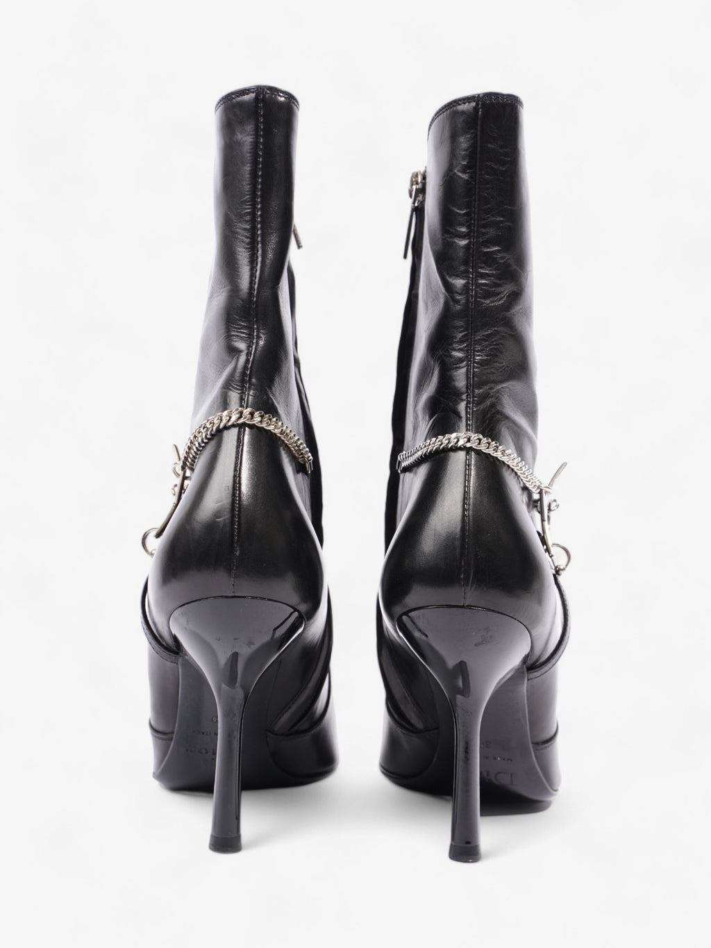Christian Dior D Star Pointed Heeled Boots 75mm Black / Silver Leather EU 39 UK 6