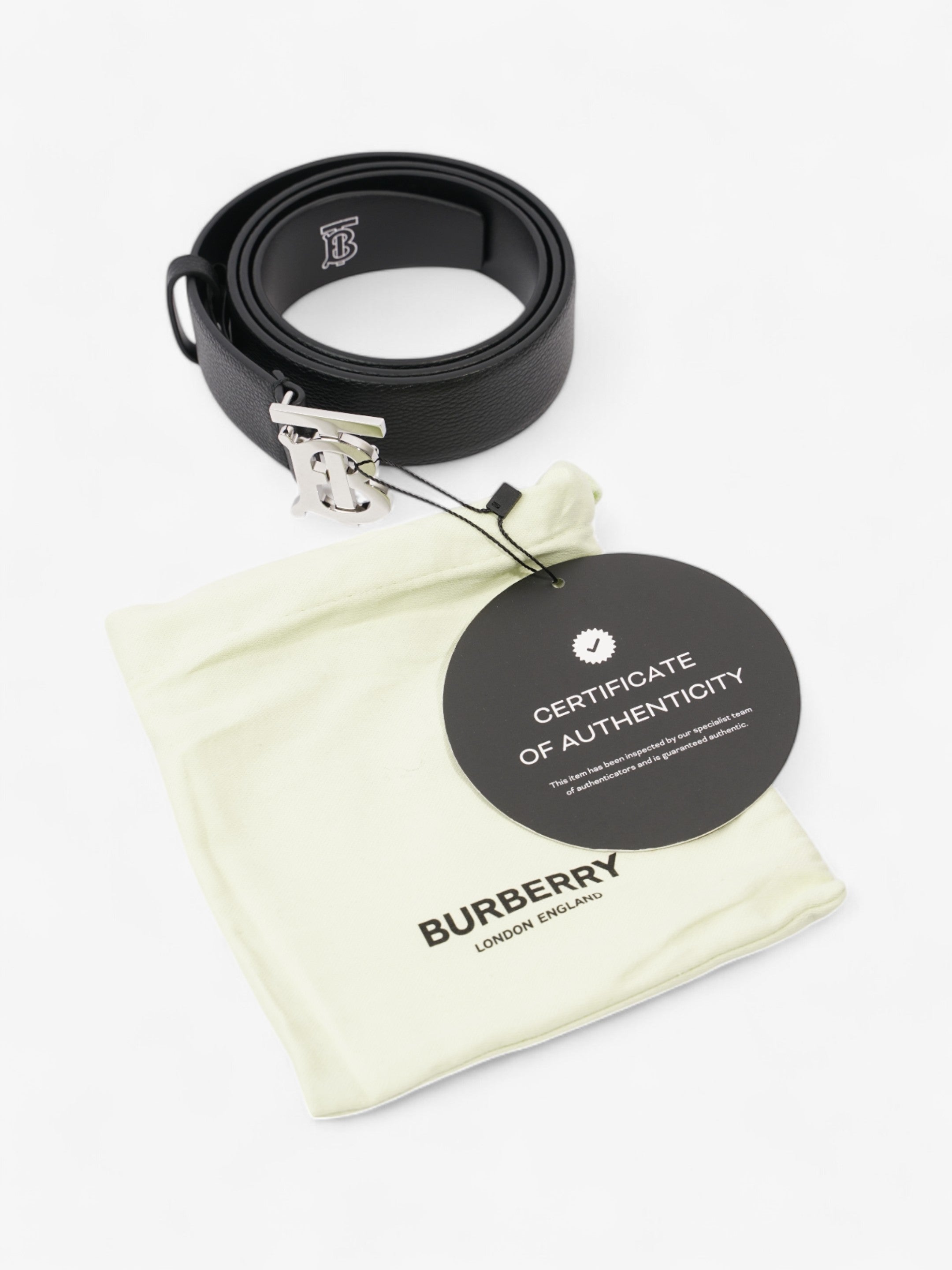 Burberry Logo Buckle Belt Black Leather 100cm 40"