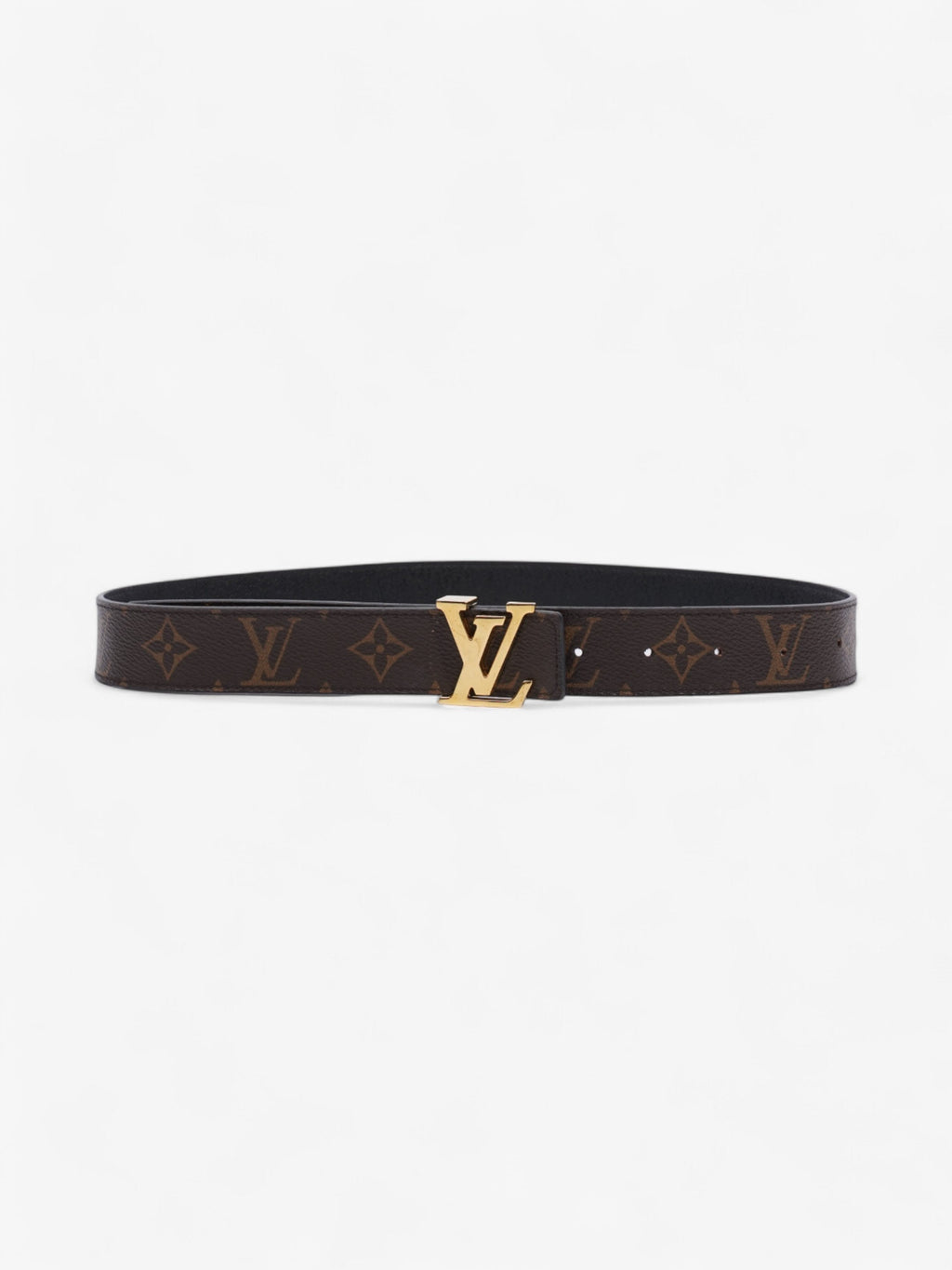 Louis Vuitton LV logo 30MM reversible belt Monogram / Black / Gold Canvas 75cm / 30"