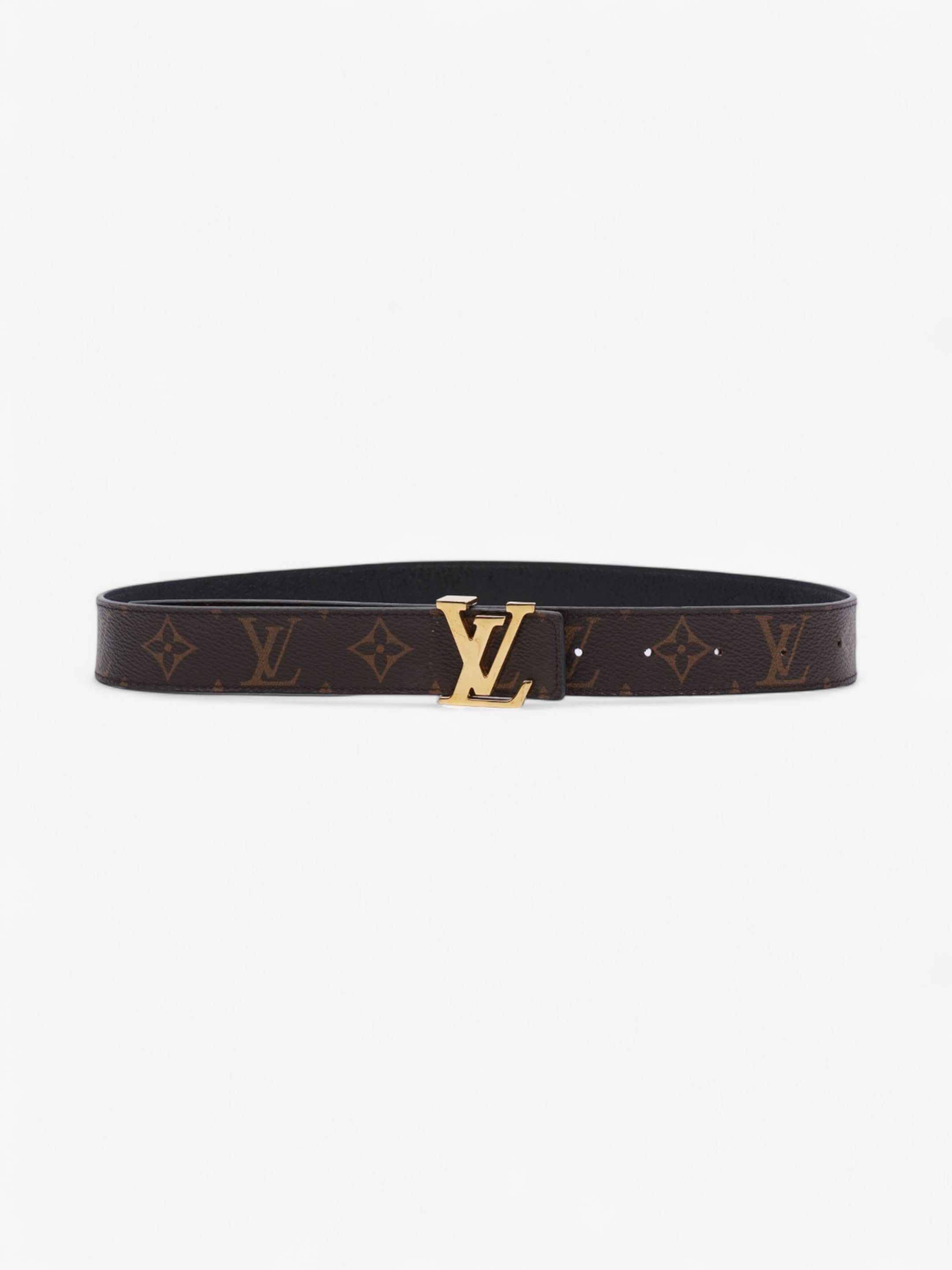 Louis Vuitton LV logo 30MM reversible belt Monogram / Black / Gold Canvas 75cm / 30"