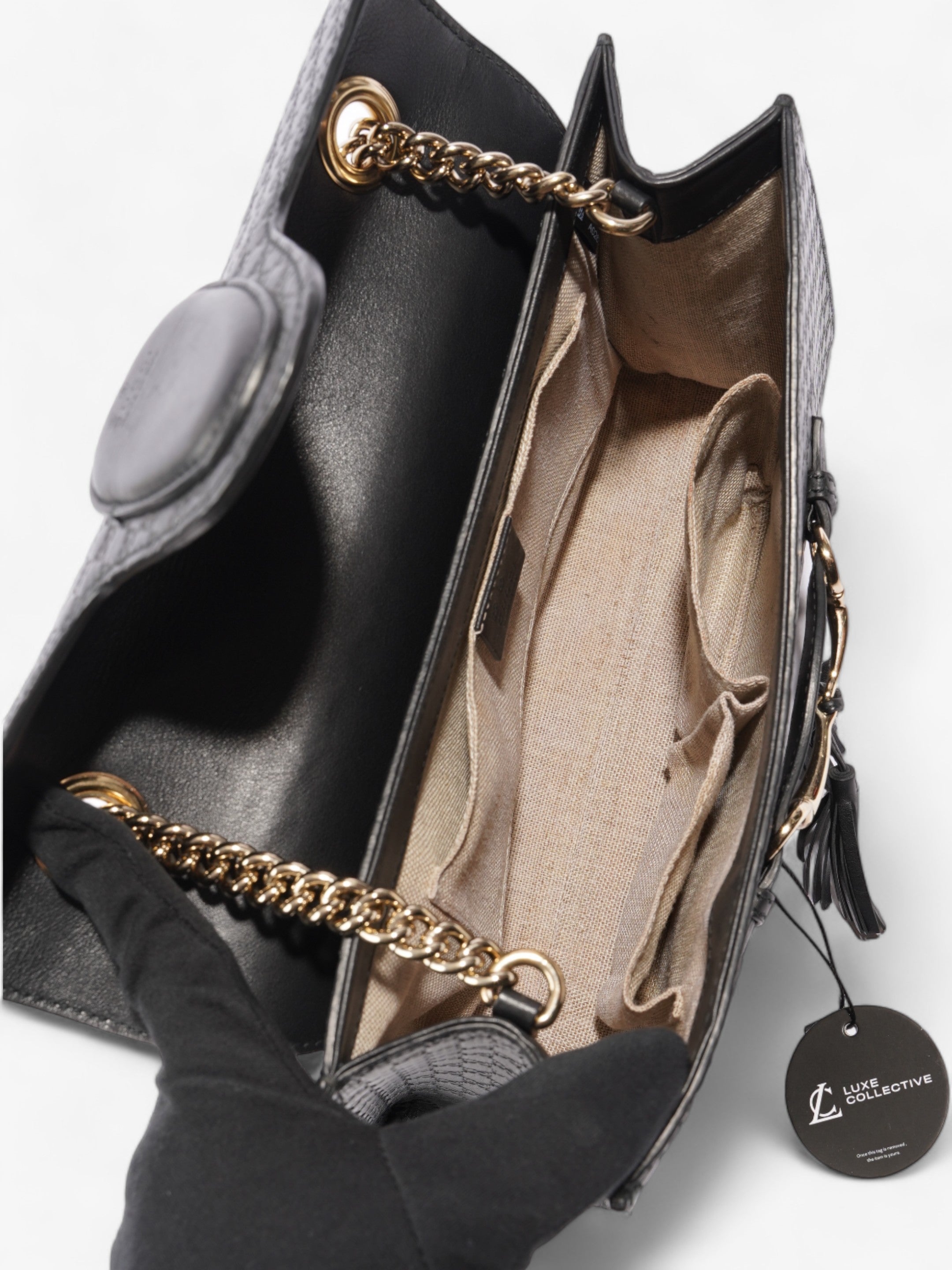 Gucci Emily Guccissima Chain Black Leather Medium