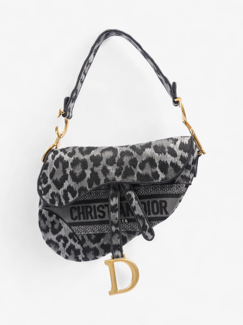 Christian Dior Saddle Bag Black / Grey Cotton