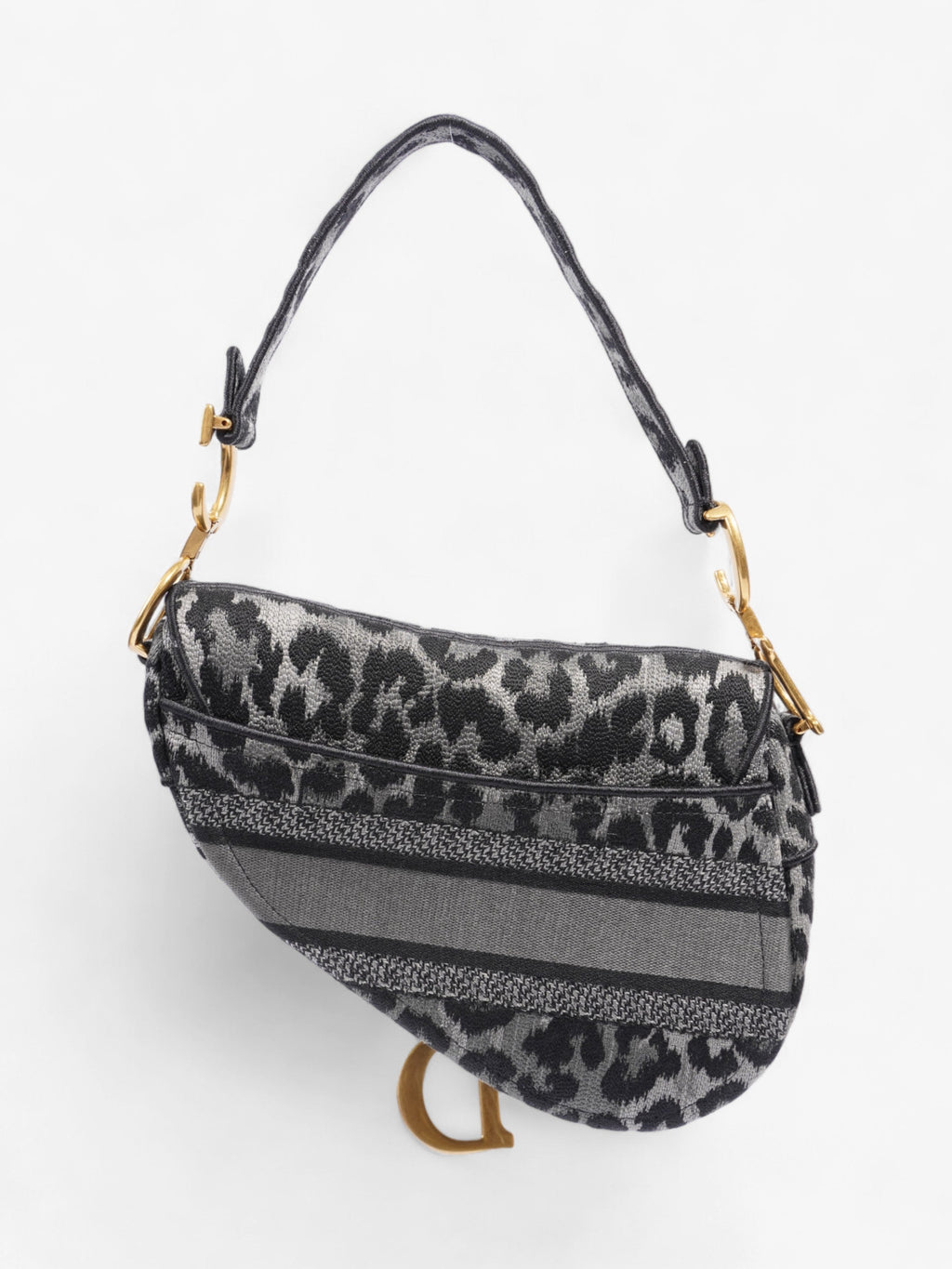 Christian Dior Saddle Bag Black / Grey Cotton