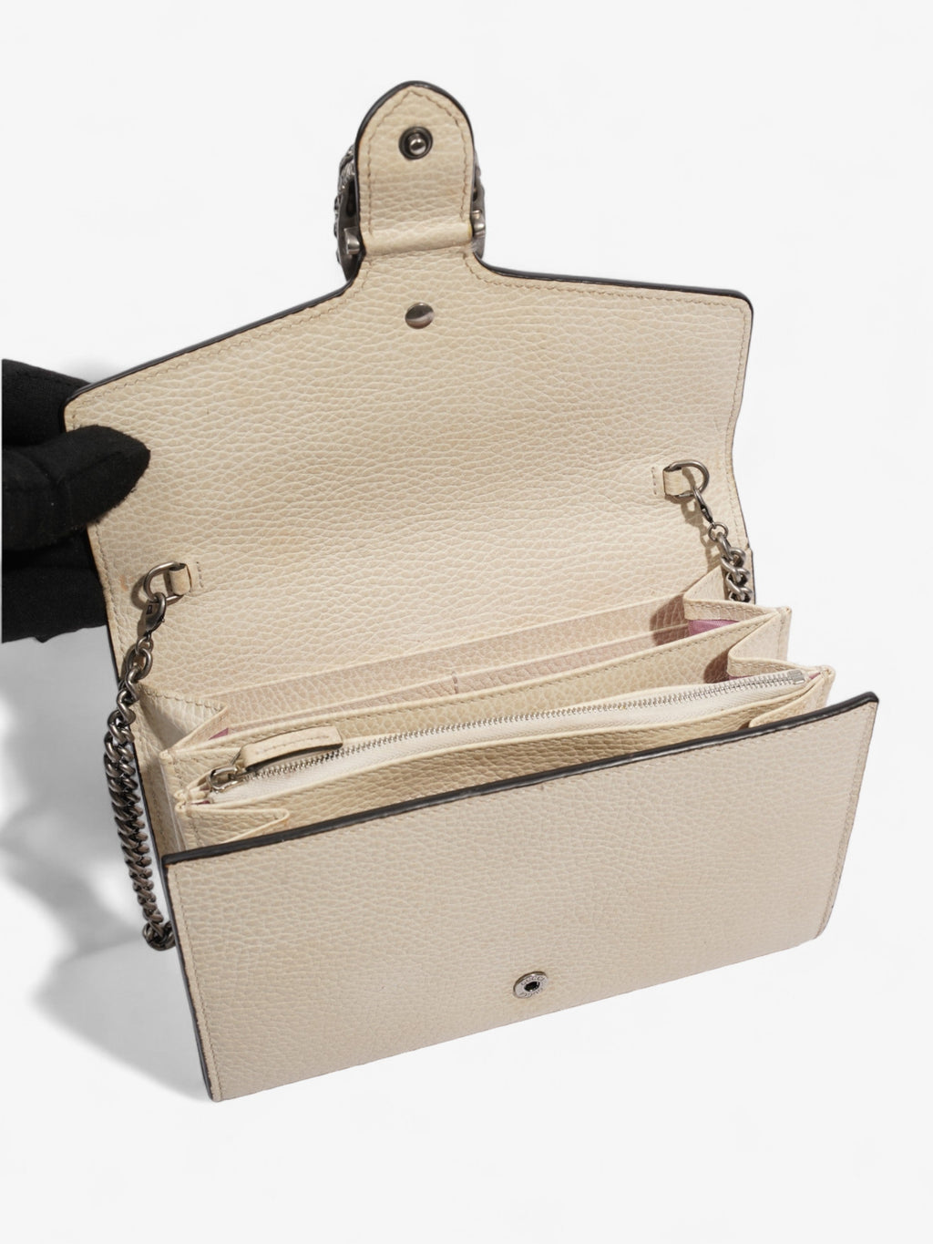 Gucci Dionysus Chain Wallet White Leather