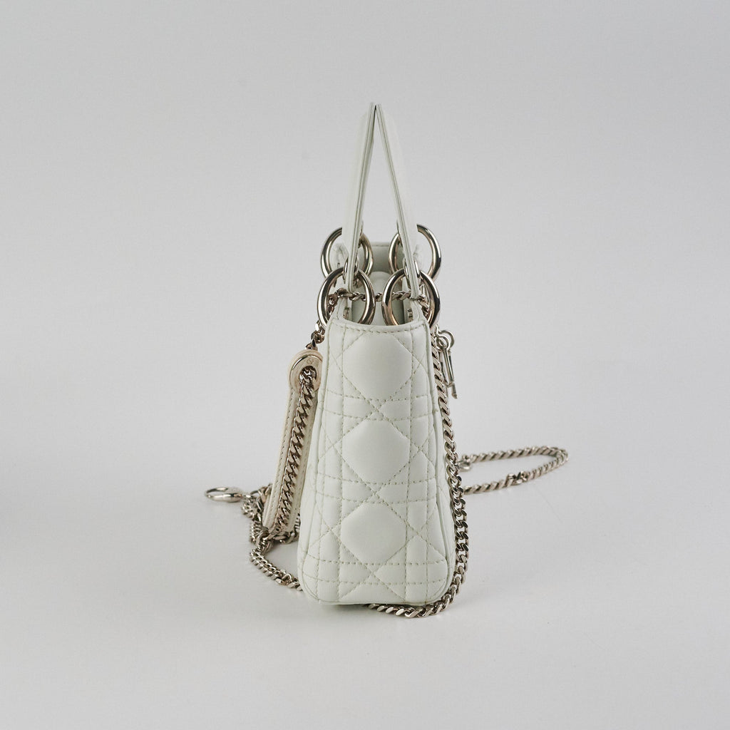 Christian Dior Lady Dior Mini Lambskin White