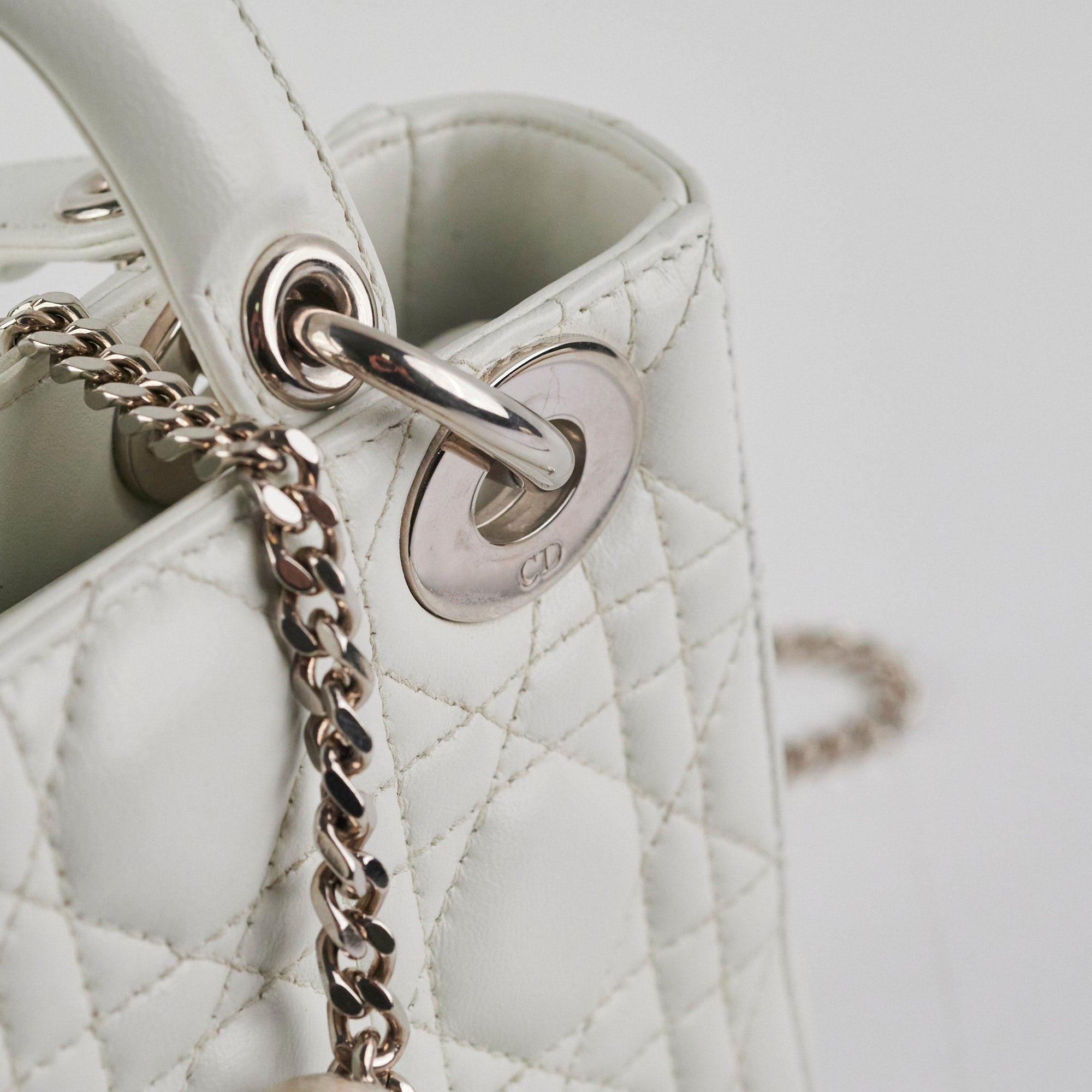 Christian Dior Lady Dior Mini Lambskin White