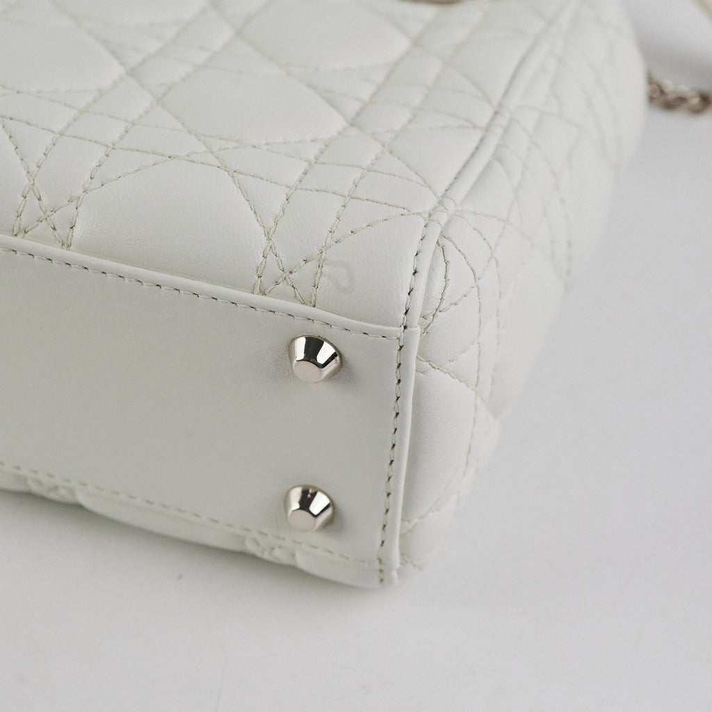 Christian Dior Lady Dior Mini Lambskin White