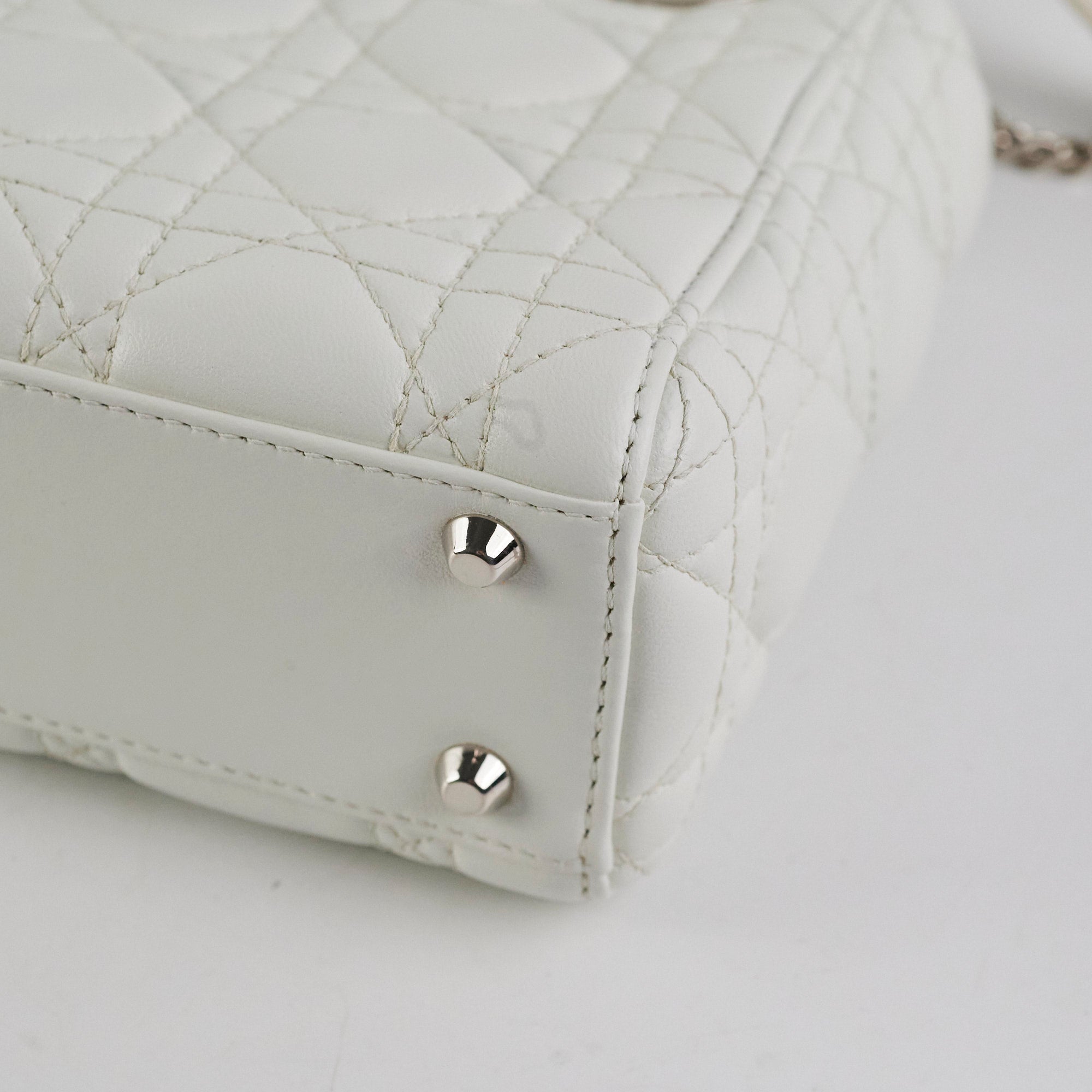 Christian Dior Lady Dior Mini Lambskin White