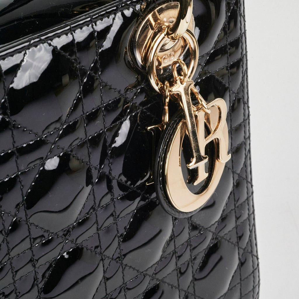 Dior Medium Lady Dior Patent Black