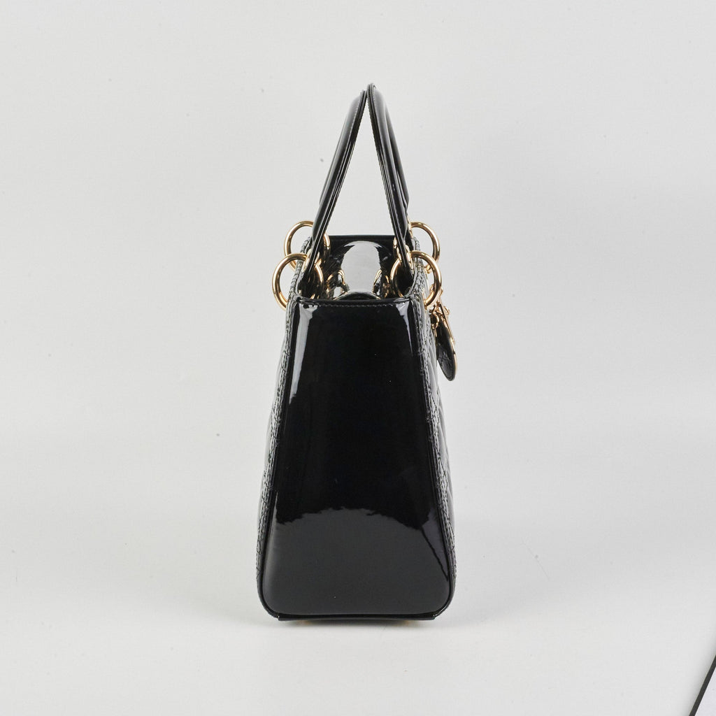 Dior Medium Lady Dior Patent Black