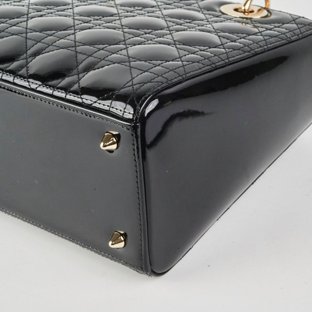 Dior Medium Lady Dior Patent Black